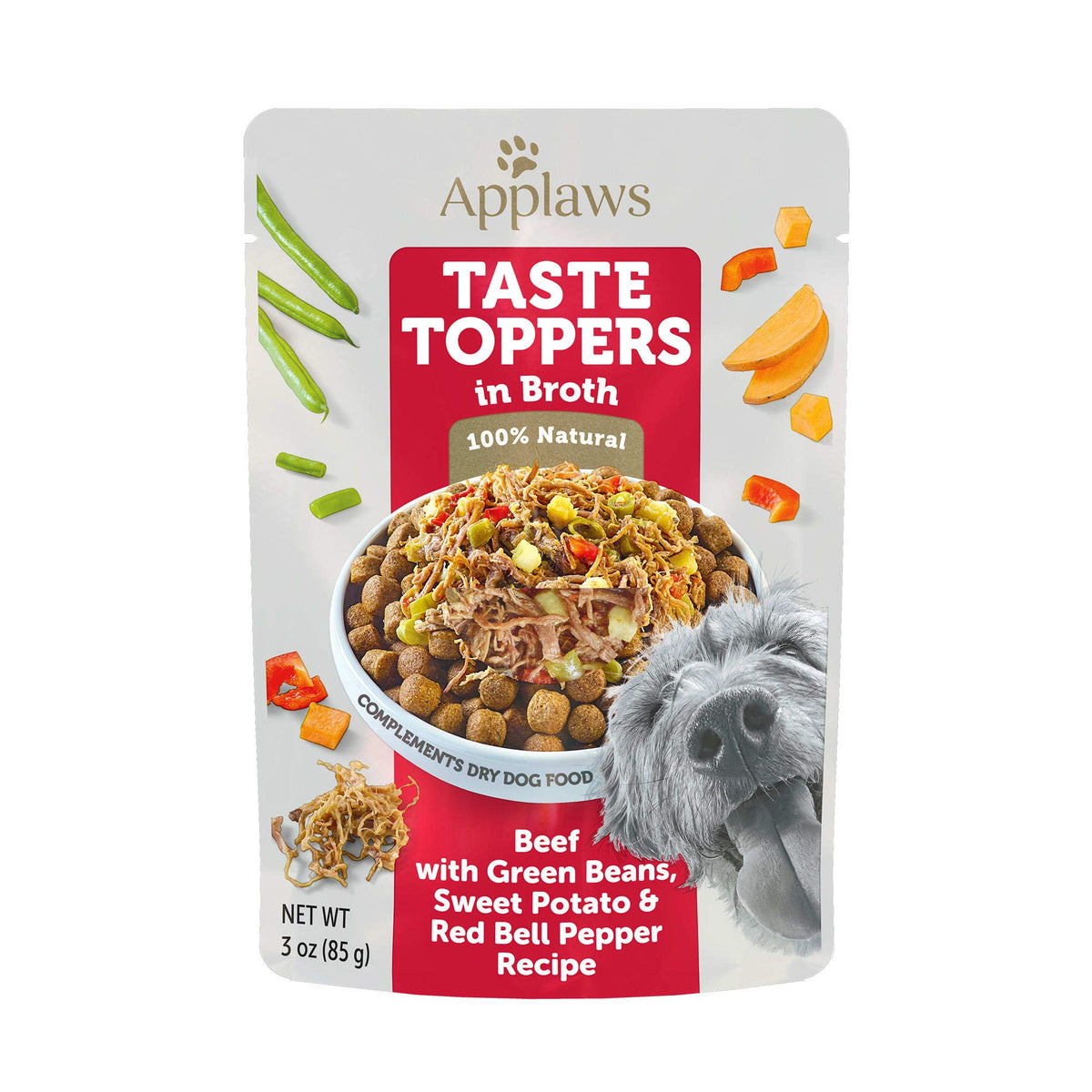 Applaws Taste Toppers Beef, Green Bean & Sweet Potato In Broth Wet Dog Food, 3 Oz.