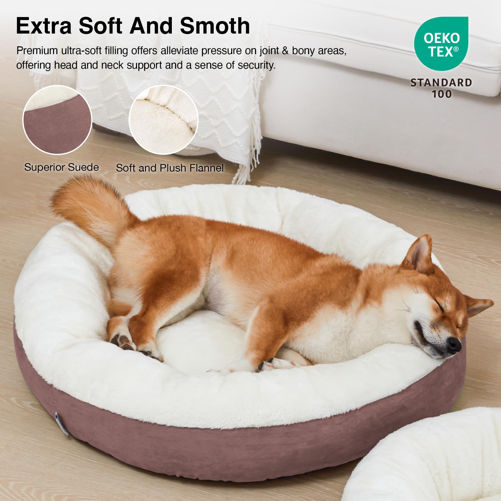 Love'S Cabin Round Donut Cat And Dog Cushion Bed, 30In Pet Bed For Medium Or Large Dogs, Anti-Slip & Water-Resistant Bottom, Sof
