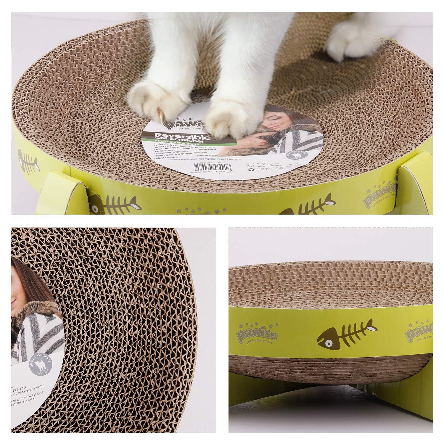 Pawise Ufo Style Cat Scratcher Cardboard Pad, Reversible Scratching Lounge & Relaxing Bowl For Cats