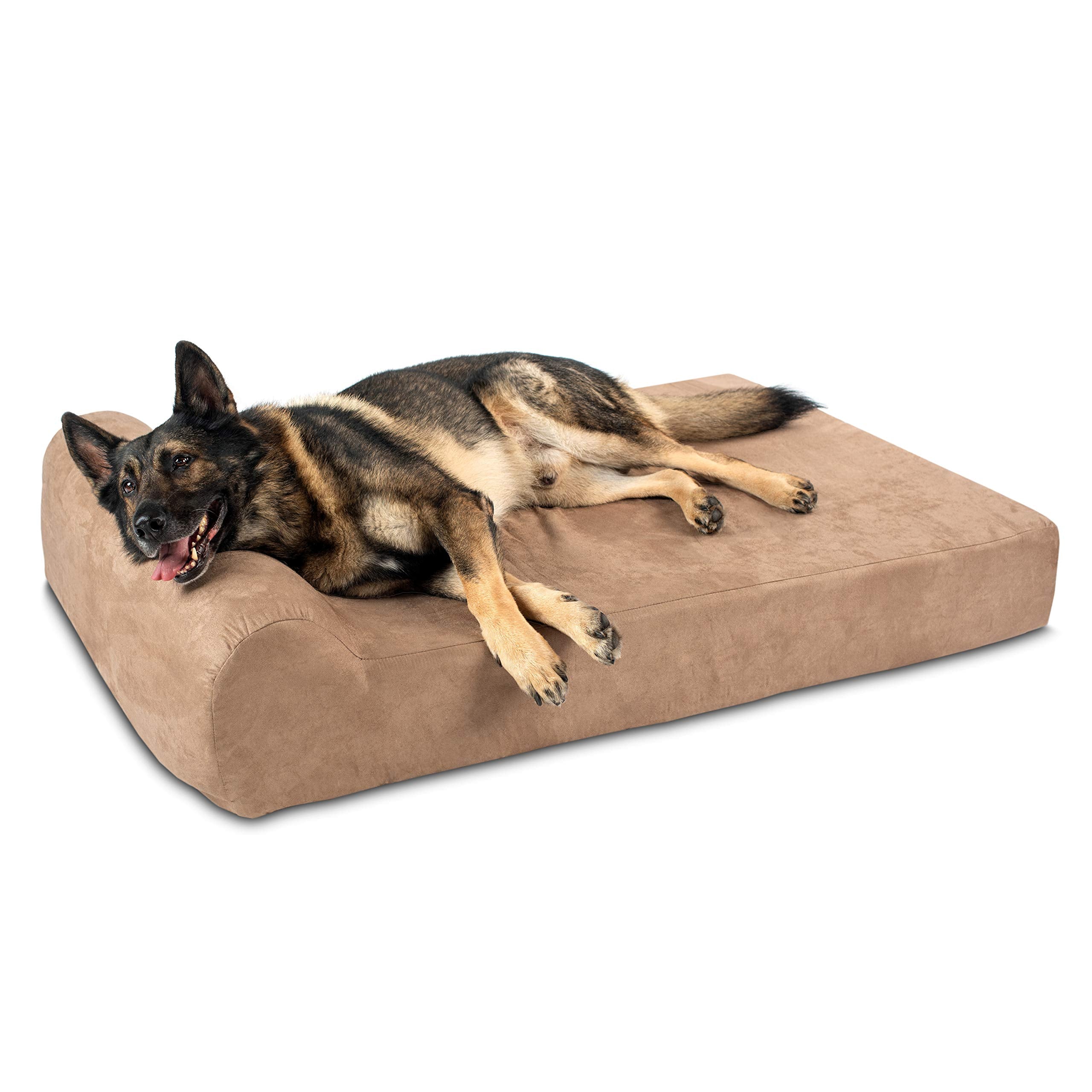 Barker Beds Headrest Extra Large Dog Bed (Xl, Khaki) - 7'' Thick Soft & Comfortable Orthopedic Cushion - Xl Dog Bed - Durable & 