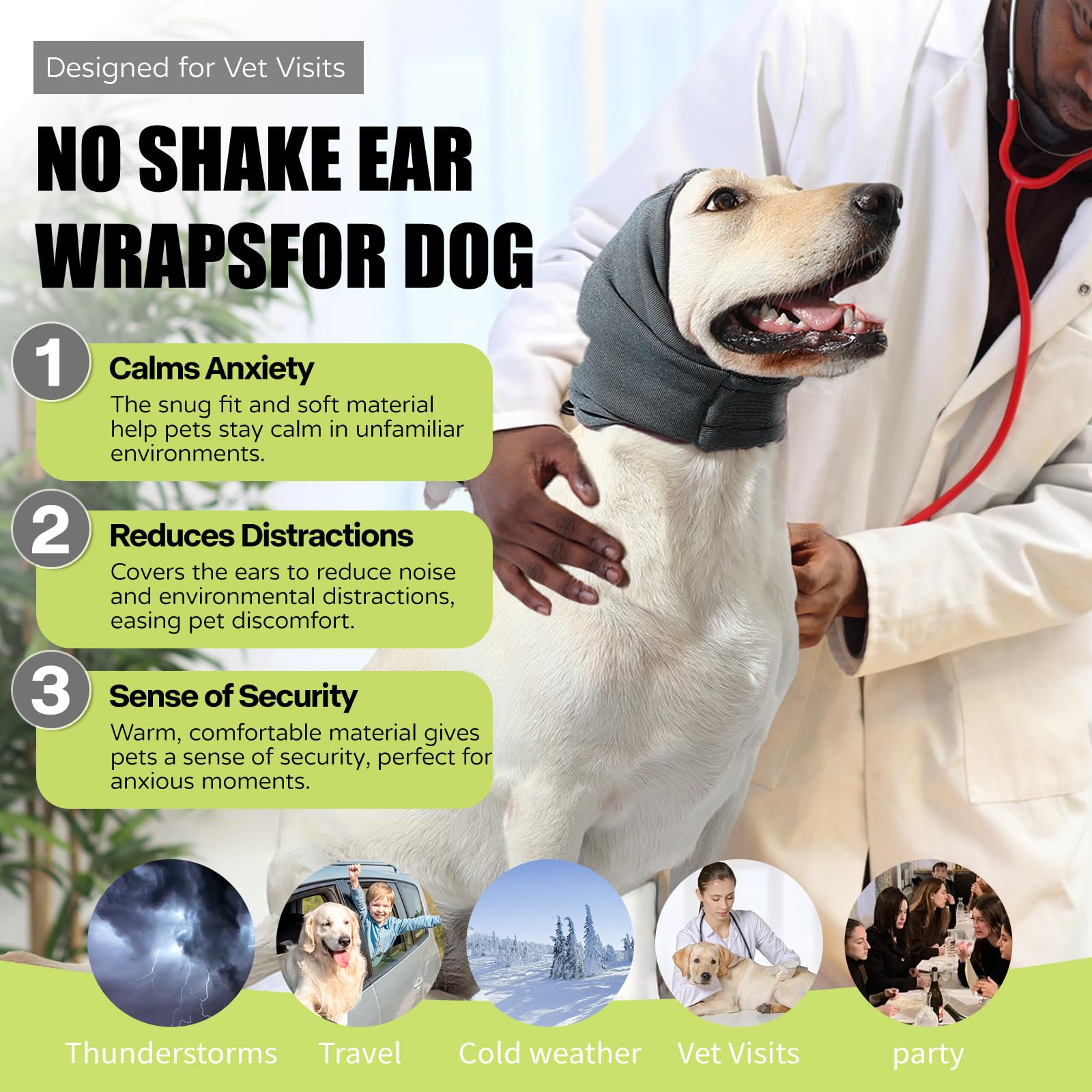Kercynar Dog Reducing Noise Hoodies - Ear Covers for Bath, Thunderstorms & Anxiety Relief - Warm, Windproof Ear Cover Hat