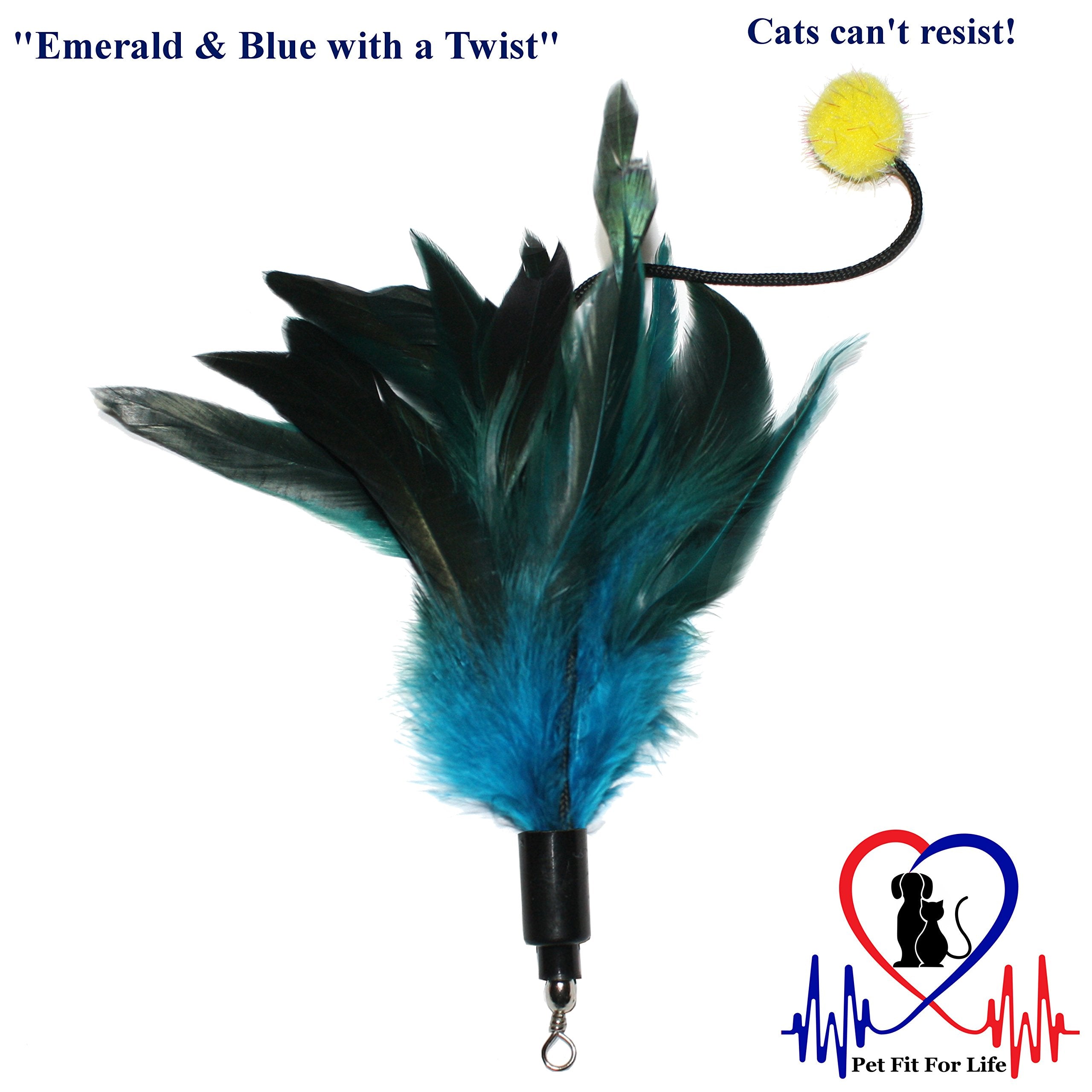 Pet Fit For Life 4 Piece Dual Rod Feather Teaser And Exerciser For Kitten And Cats - Cat Toy Interactive Cat Wand