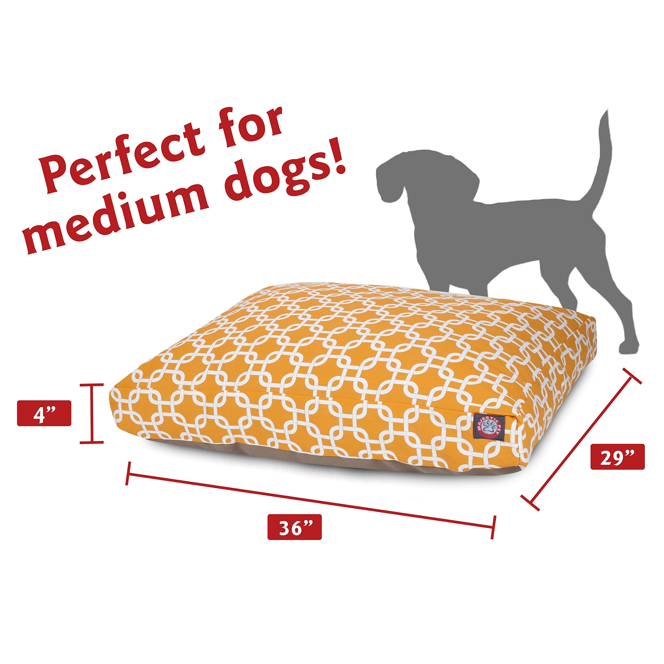 Yellow Links Medium Rectangle Indoor Outdoor Pet Dog Bed With Removable Washable Cover By Majestic Pet Products