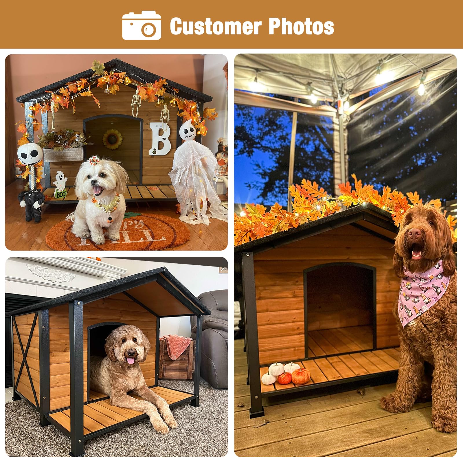 Dog House Outdoor & Indoor, Dog Kennel For Winter, Insulated Puppy Shelter For Small & Medium & Large Dogs,Unique All-Around Iro