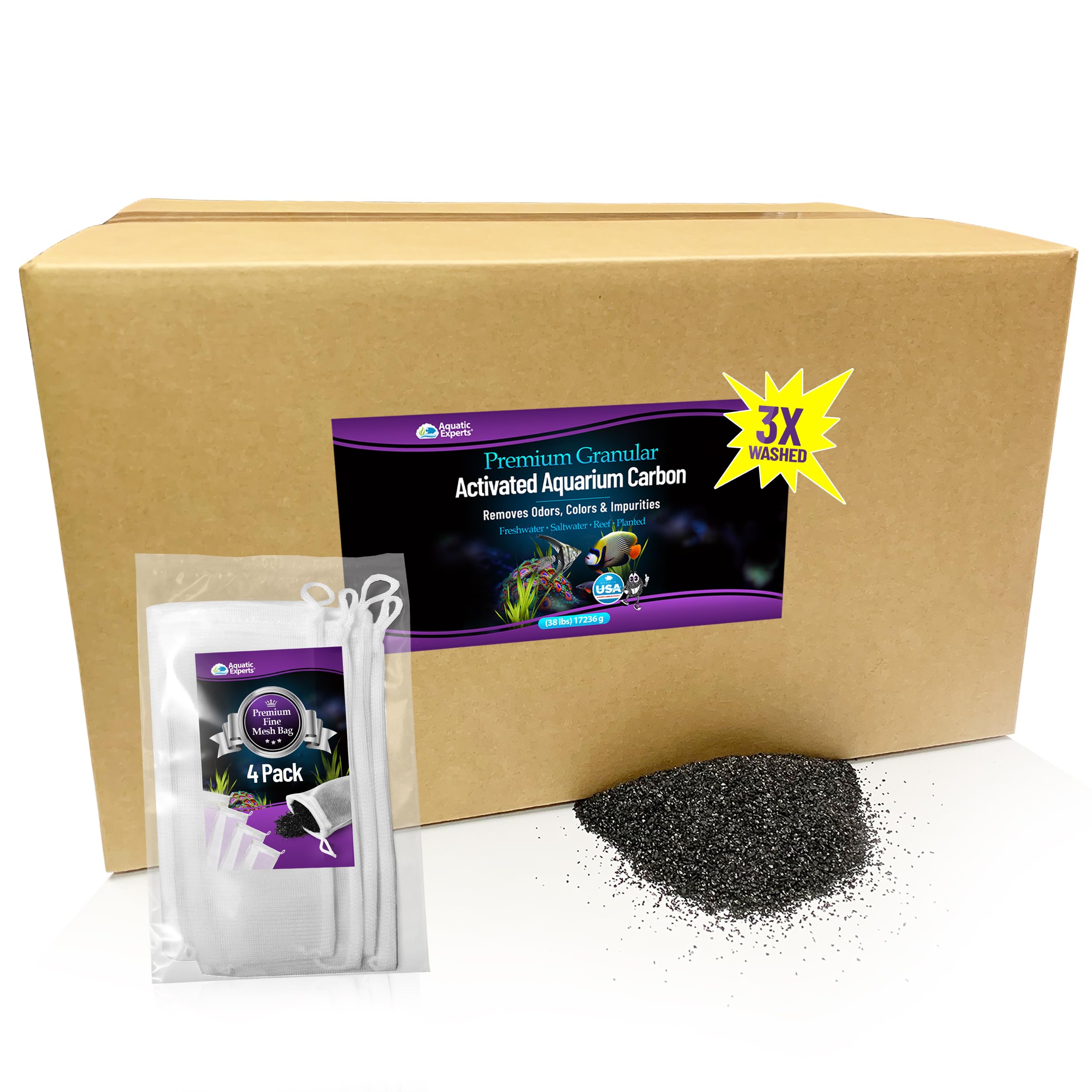 Premium Activated Carbon, Aquarium Carbon For Fish Tank Filter, Aquarium Filter Media, Granulated Charcoal For Fish Tanks, Activ