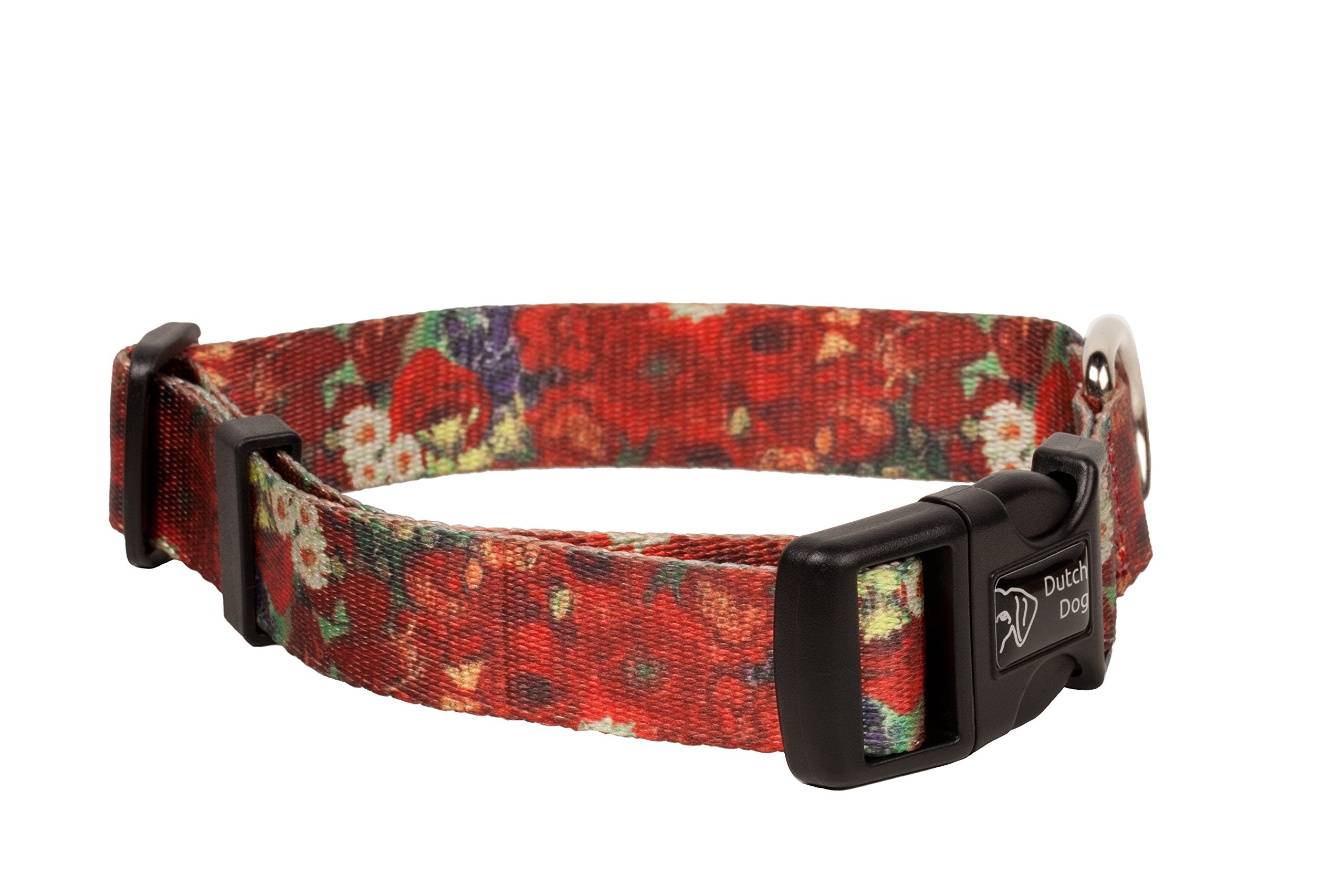 Dutchdog Amsterdam Eco Friendly Van Gogh Dog Collar, Red Poppies, L (20-25 In)