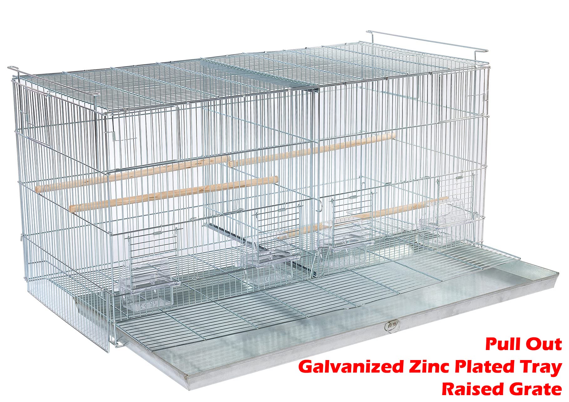 Lot Of Galvanized Zinc Plated Stackable Breeder Bird Flight Cage With Removable Center Divider And Breeding Nest Doors (Galvanized Zinc, 30'X11'X15'H Lot Of 4 With Stand)