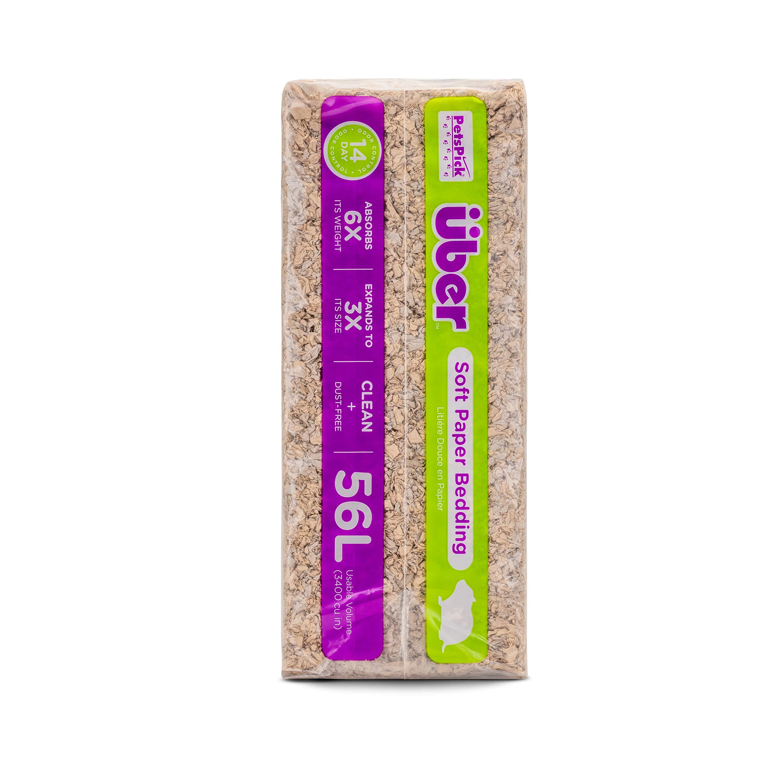 PETSPICK Uber Soft Paper Pet Bedding for Small Animals, Natural, 56L