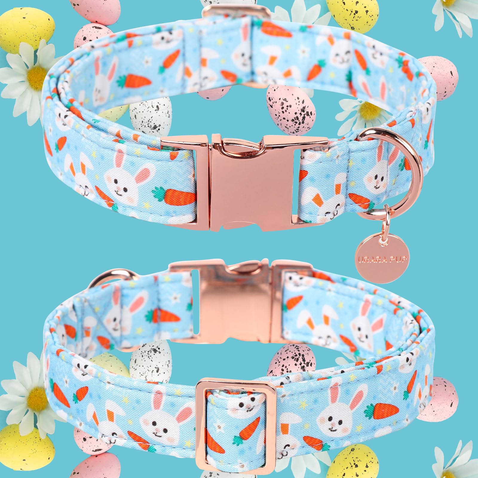 Up Urara Pup Easter Dog Collar, Cotton Easter Bunny Collar For Puppy Girl Boy Dog Or Cat, Easter Gift Rabbit Carrot Dog Collar,