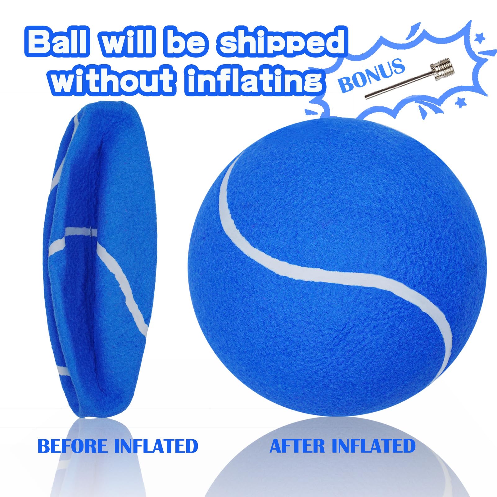 Banfeng Big Tennis Ball For Dogs, Giant Dog Tennis Ball Toy Large Outdoor Sports Gift For Small Medium Large Dog (Blue, 9.5 Inch