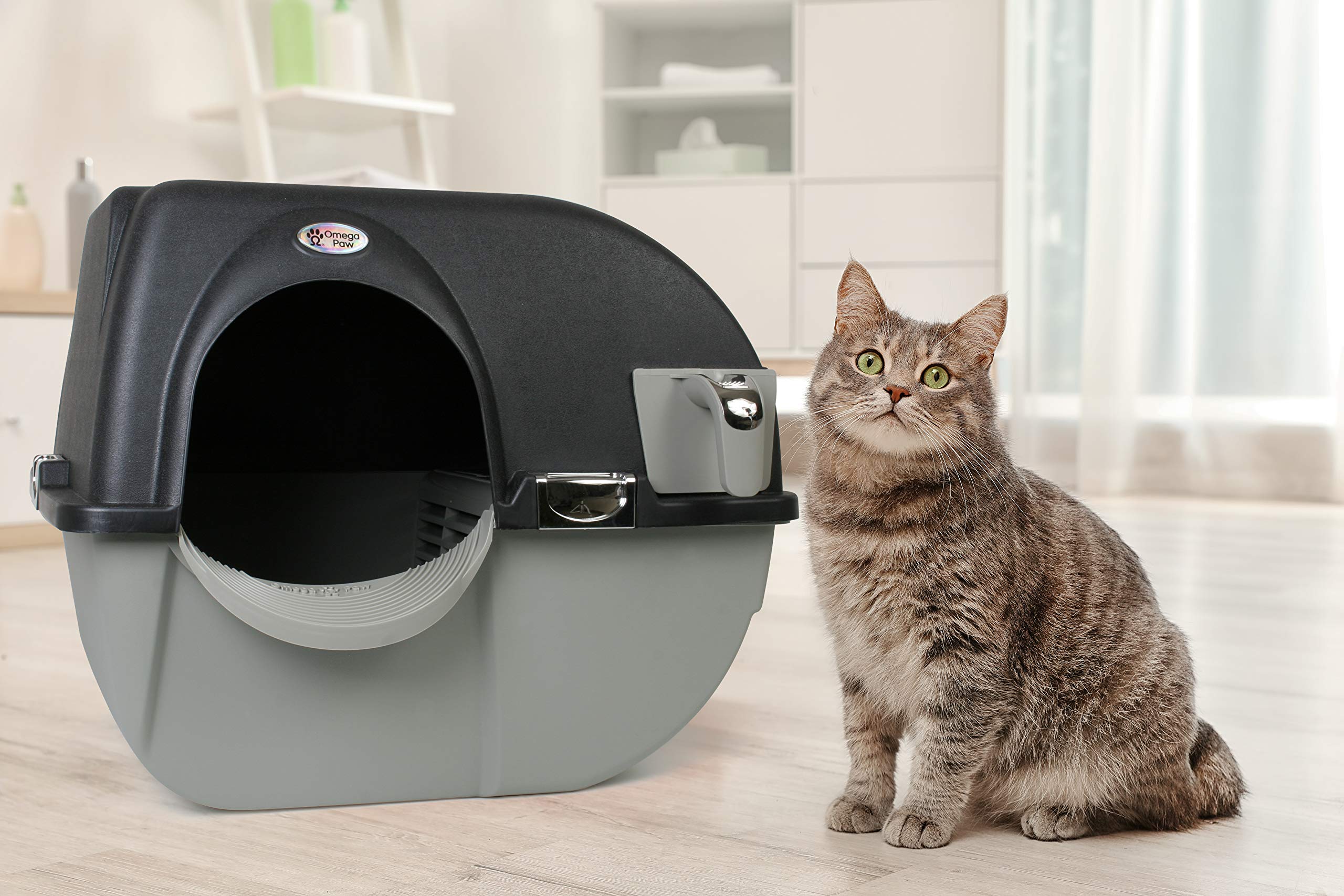 Omega Paw Elite Self Cleaning Roll 'N Clean Litter Box, Midnight Black, Large (El-Ra20-1)