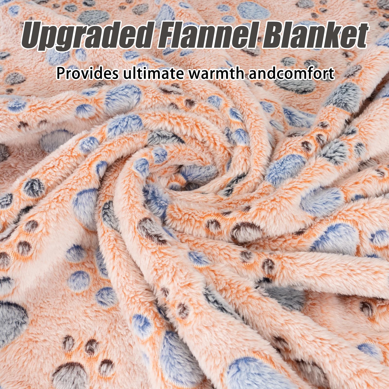 Soft Fuzzy Blankets For Dogs & Cats, 3 Pack - Large, Medium, Reversible Cow Print, 41 X 31 Inch, Blue