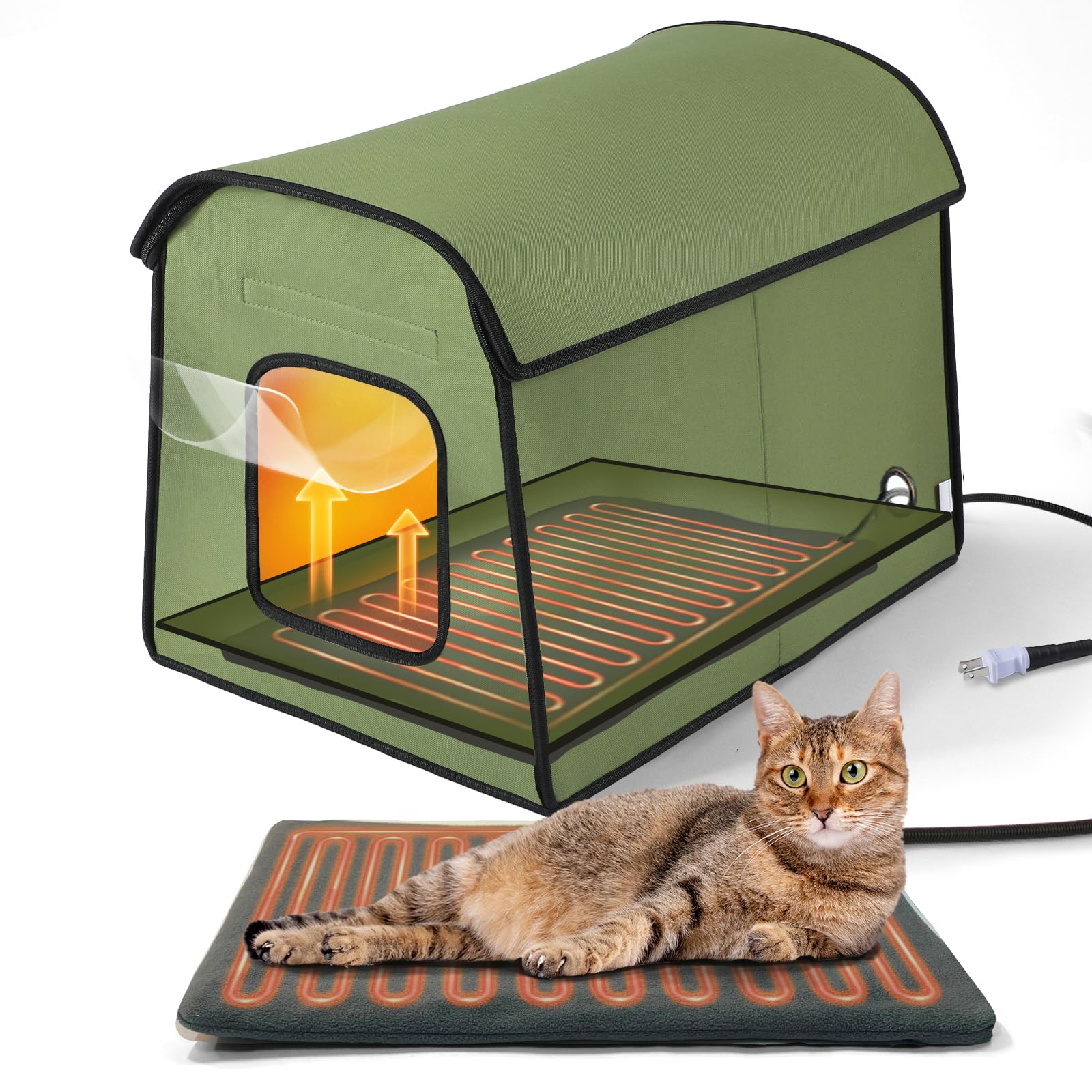 Heated Cat Houses For Outdoor Cats, Waterproof Insulated Cat House Outdoor, Warm & Durable Kitty Shelter For Community Feral Cat