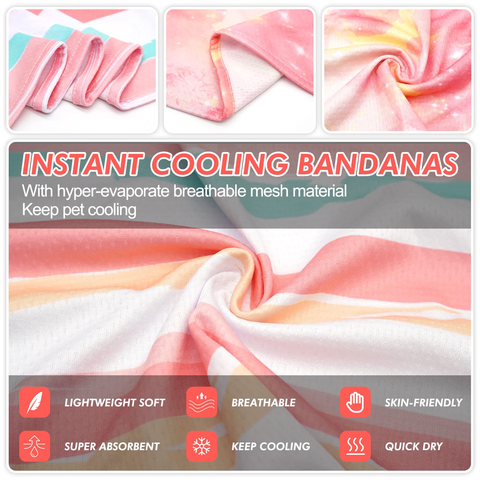 Cyeollo 2 Pack Dog Cooling Bandanas Pink Stripe Chill Out Pet Cooling Bandana Summer Breathable Doggie Scarf For Small Medium La