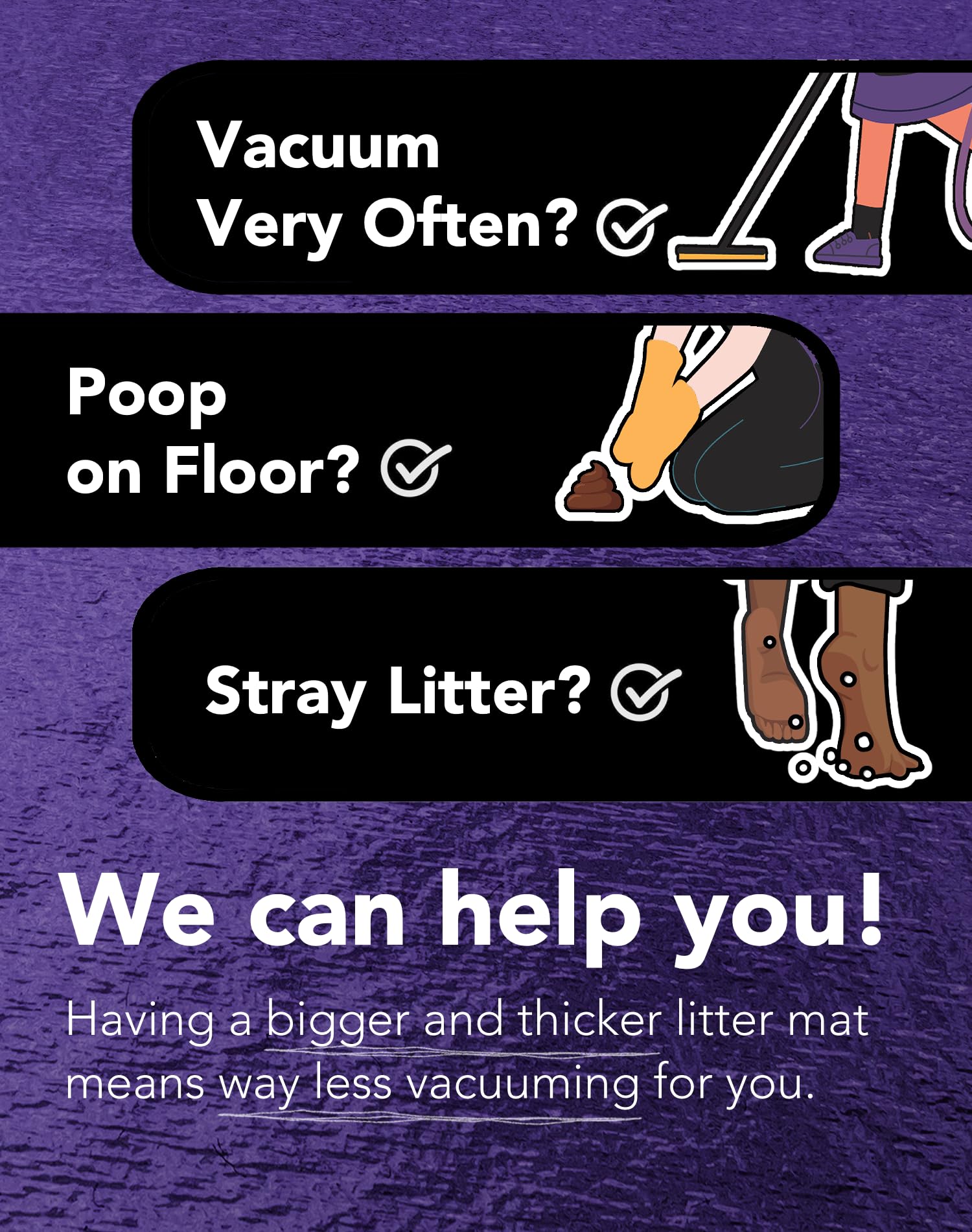 Lukamoo Cute Cat Litter Mat (30X20), Large/L, For Kitty Litter & Cute Cat Litter Box, Litter Trapping Mat (Pointed, Cornered)