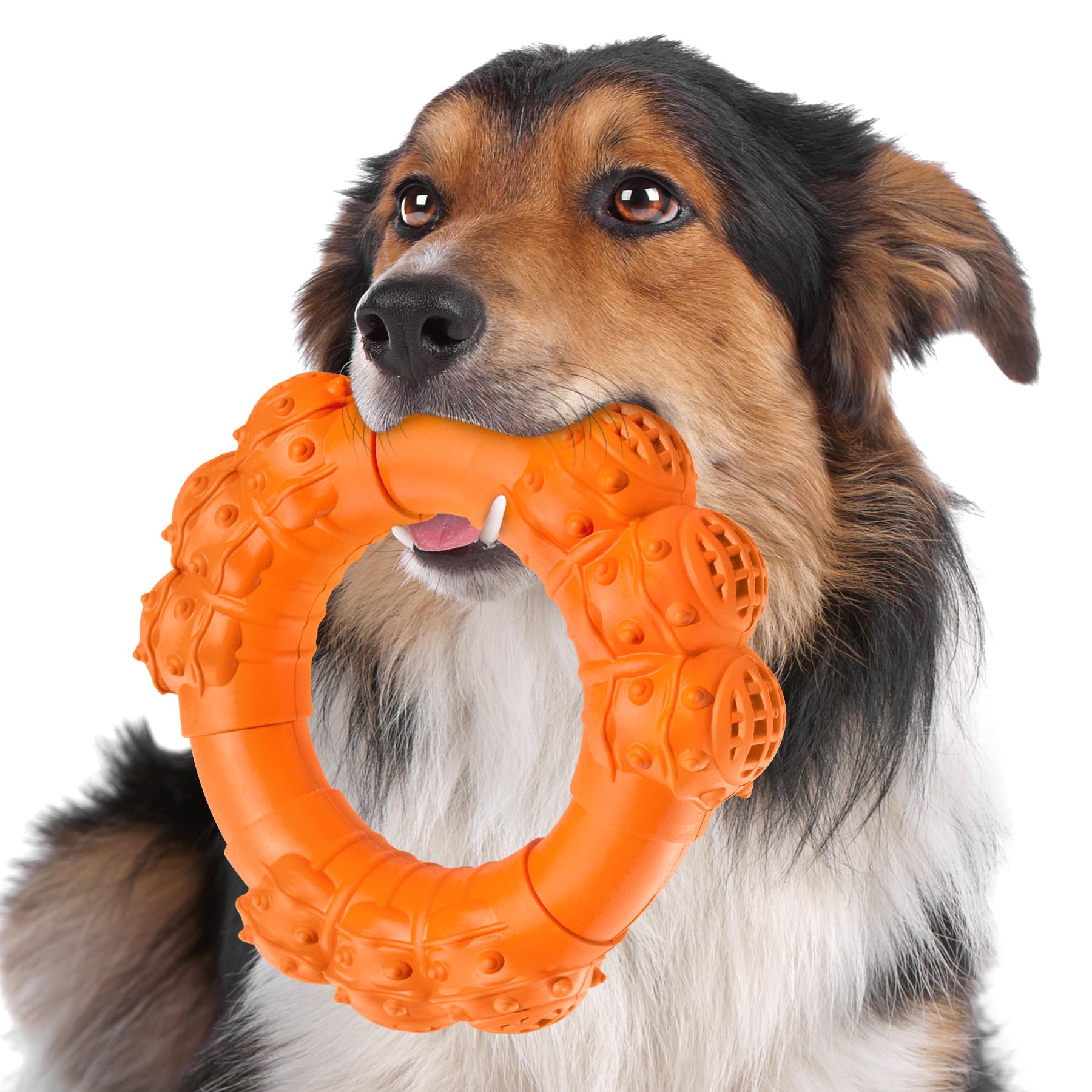 Daoziji Indestructible Dog Chew Ring Toys Aggressive Chewers Super Chewer Dog Toys Medium Large Dogs Puppy Teething Rings Relax,