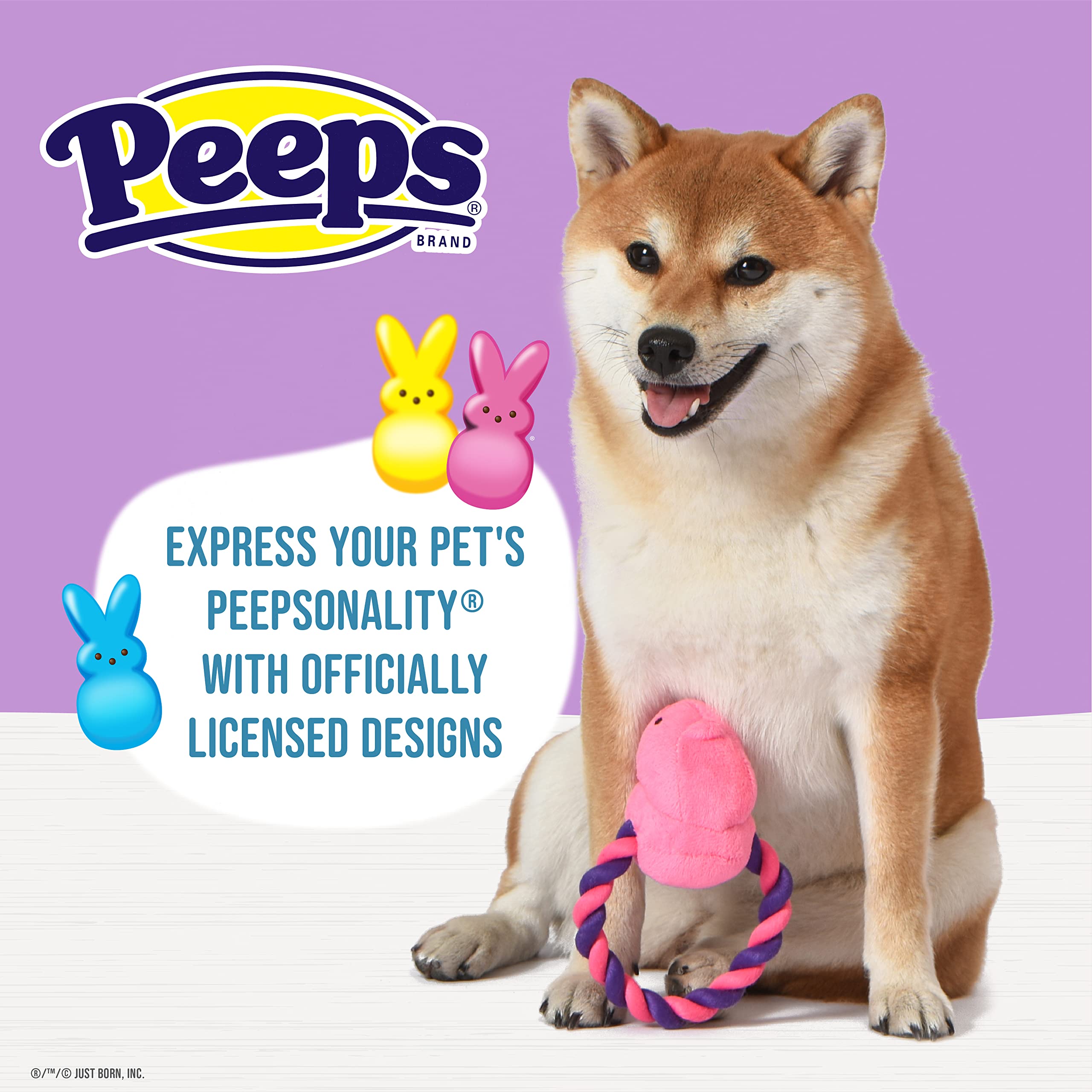 Peeps For Pets Plush Chick Rope Pull Toy For Dogs Squeaker Dog Toy, Pink/Purple | Adorable And Cute Dog Chew Toy | Squeaky Dog T