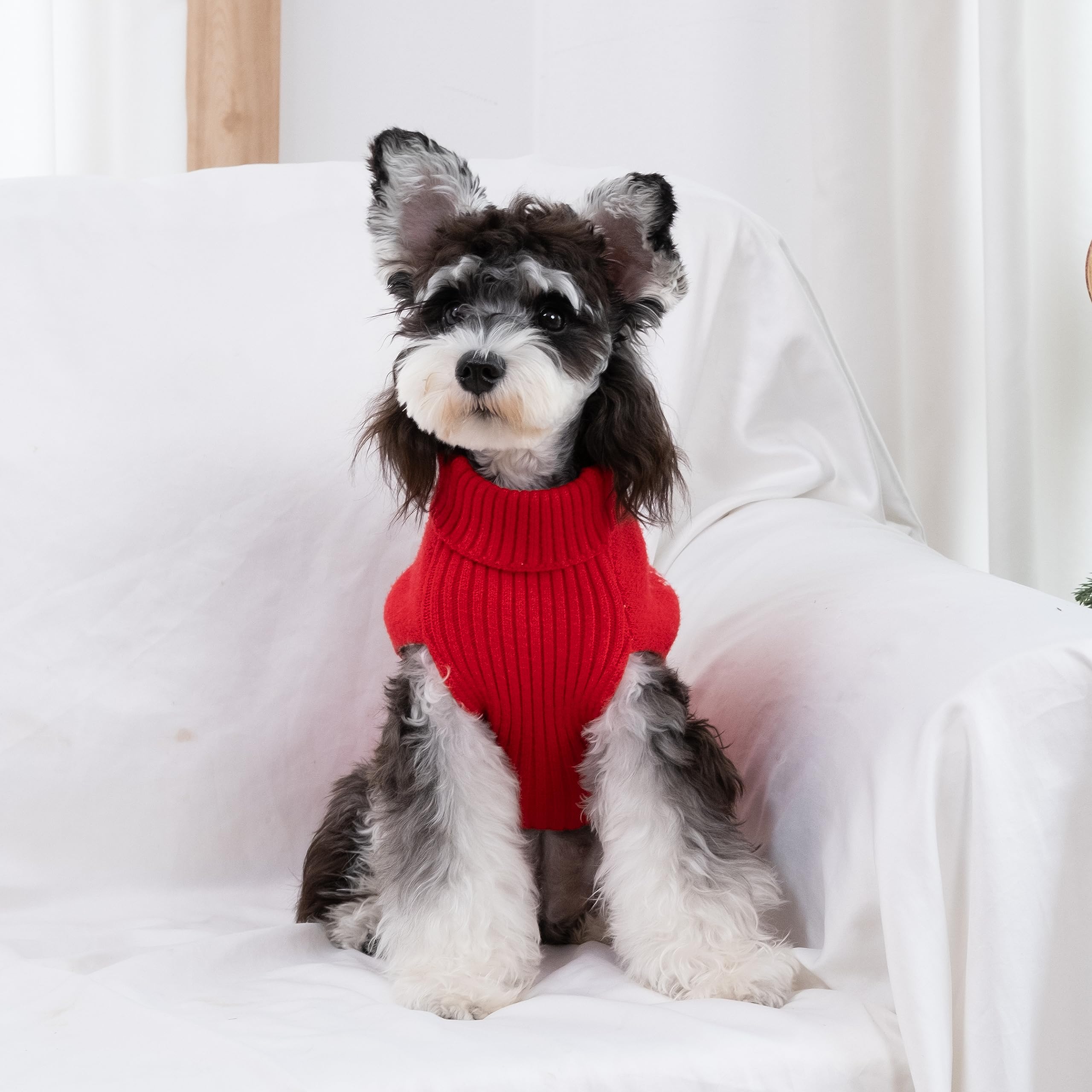 Cutebone Christmas Dog Sweater For Small Medium Dogs Reindeer Knit Red Puppy Sweater Turtleneck Pet Winter Clothes Cat Apparel W