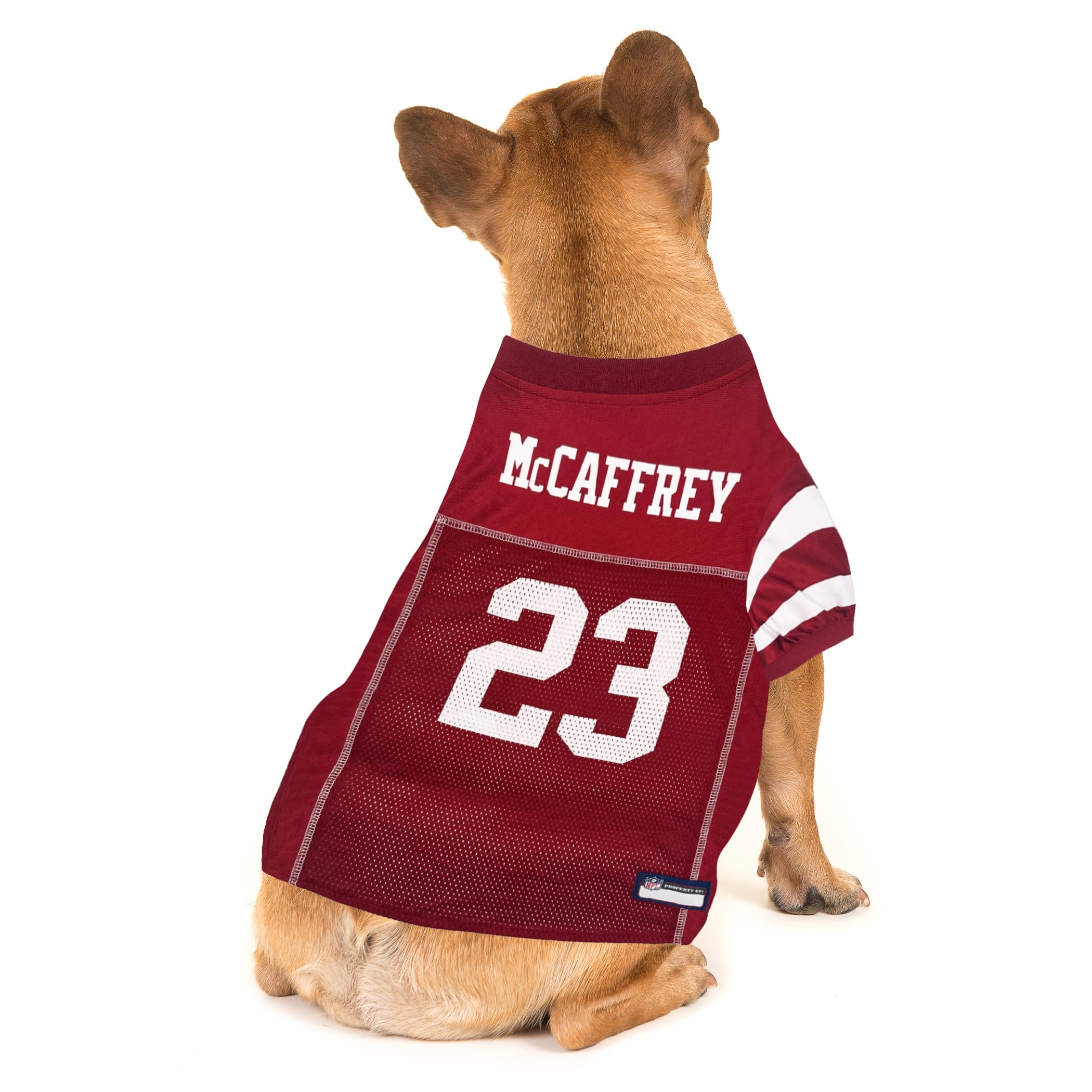 Pets First Nflpa Christian Mccaffrey Pet Jersey #23, Nfl Dog Shirt, San Francisco 49Ers Mesh Jersey, Size X-Large