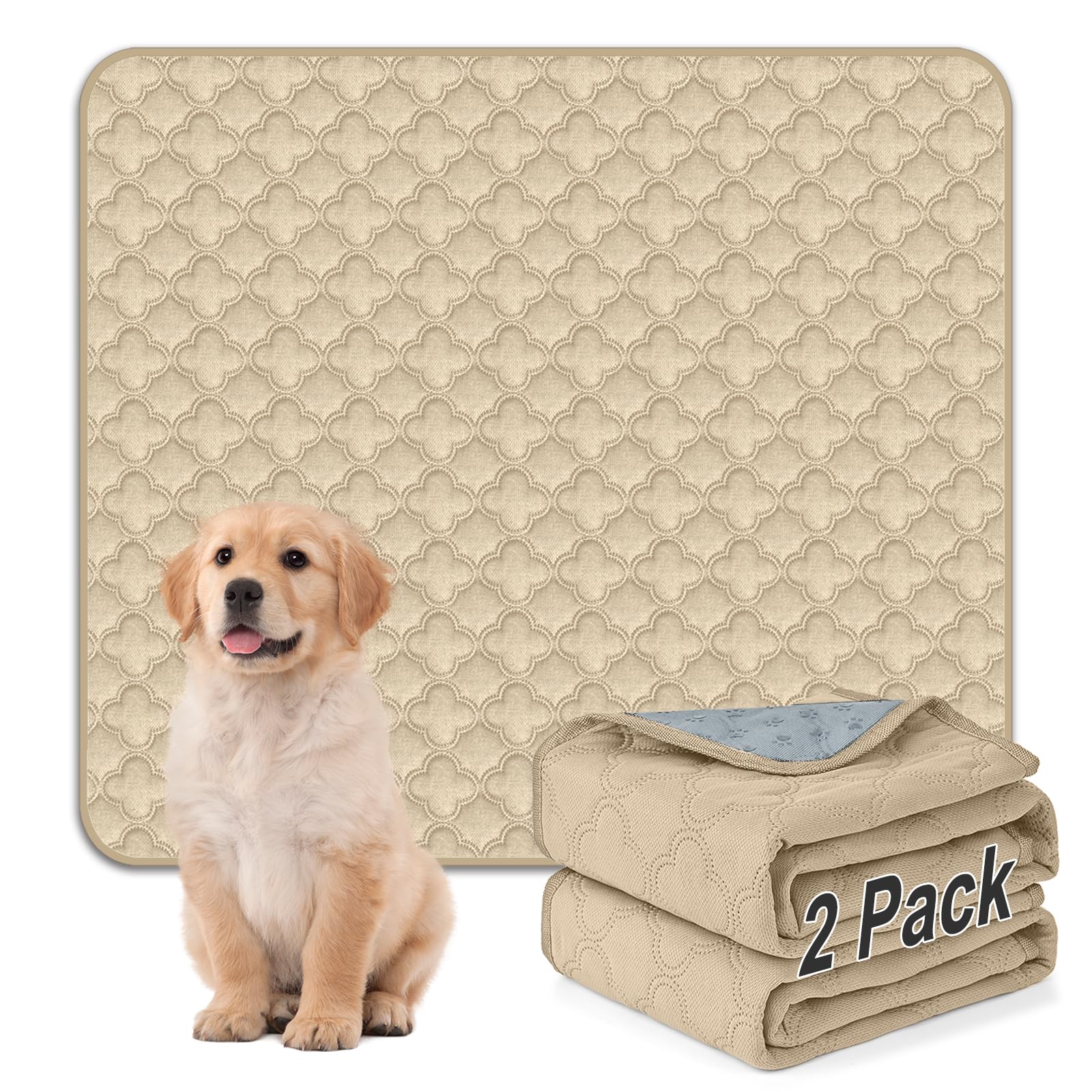 Funfurry Washable Pee Pads For Dogs - 2 Pack Reusable Waterproof Puppy Training Pads, Super Absorbent With Dog Paw Shape Non-Sli