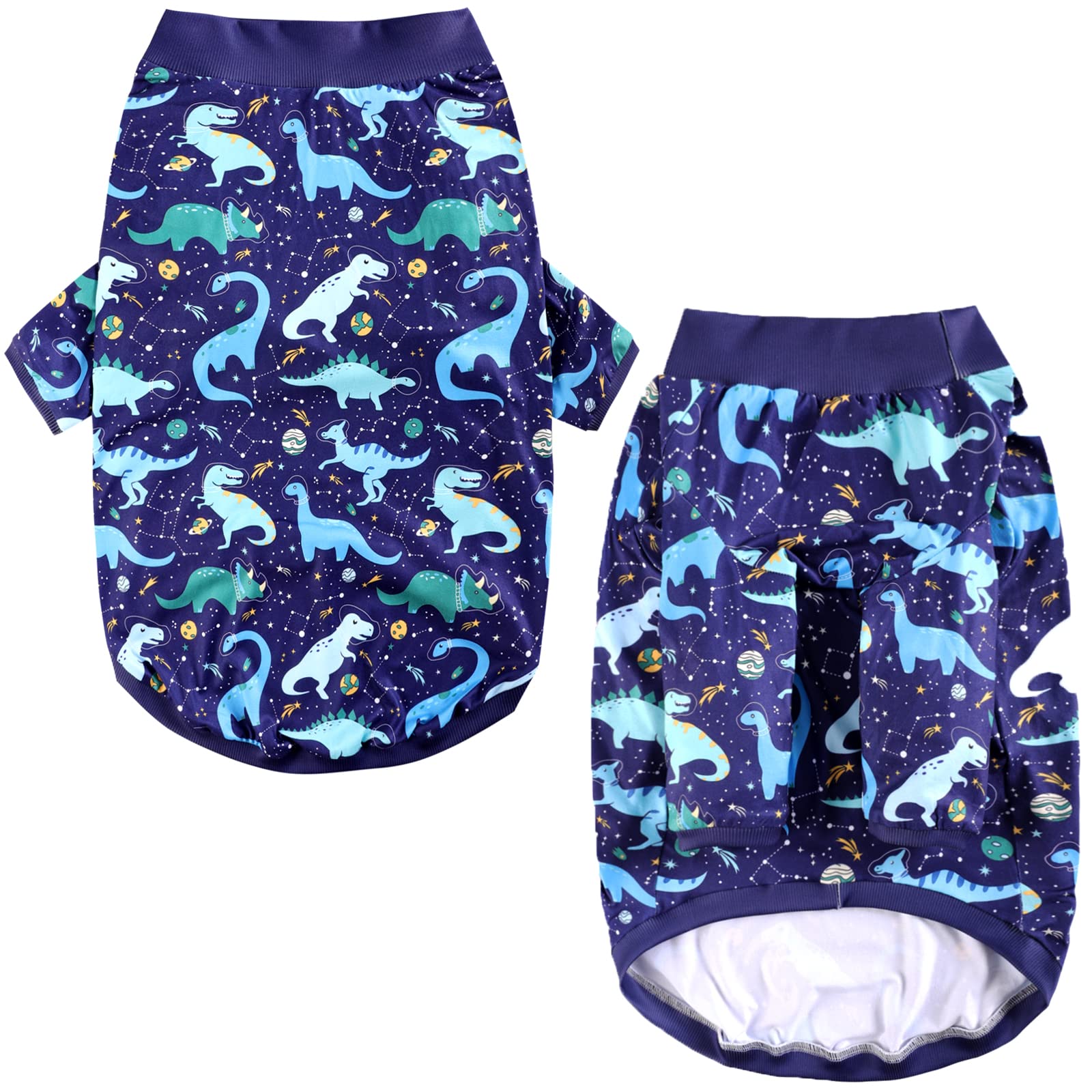PriPre Dog Navy T Shirts with Universe Dinosaur Pattern Printed Pet Shirt Softable Pajamas Large Dogs (3XL, Navy)