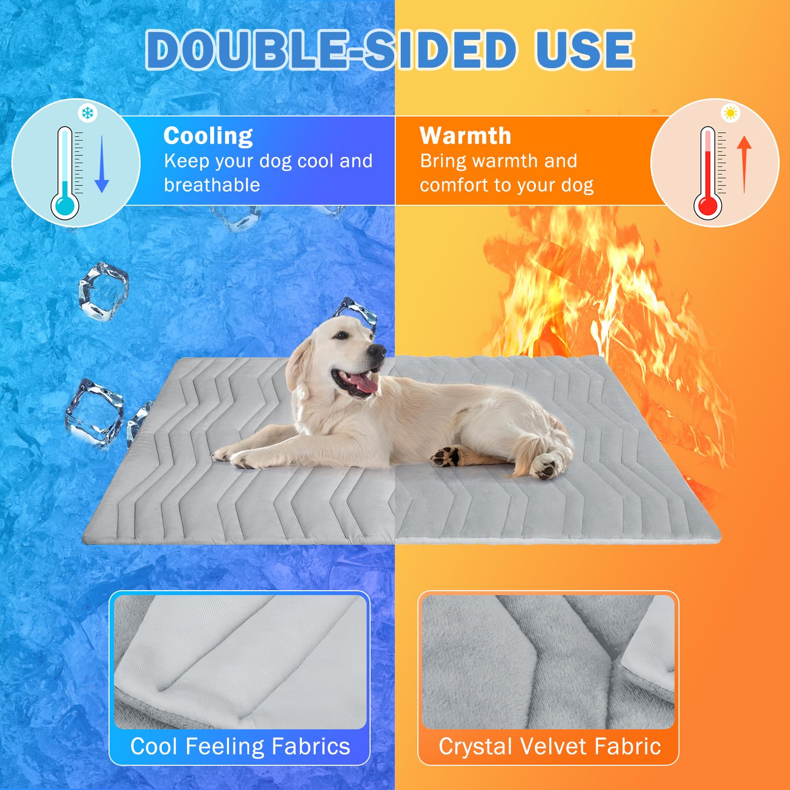 Scenereal Dog Cooling Mat For Crate, 36''X23'' Self-Cooling Dog Pad Reversible (Cool & Warm), Pet Cool Mat For Small Medium Dogs