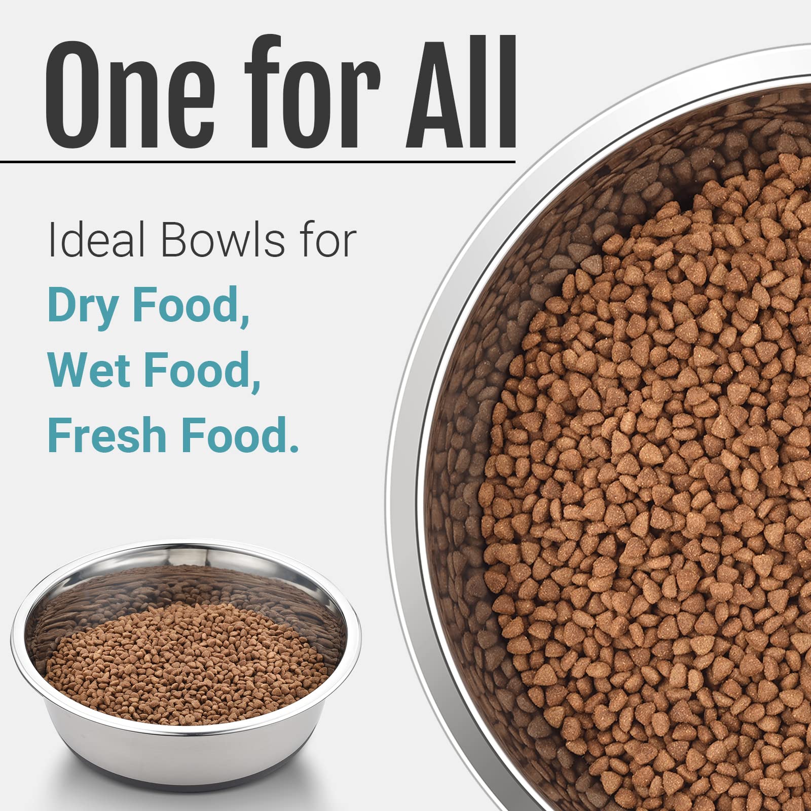 PEGGY11 Stainless Steel Dog Bowls - 7.6 Cup, 2 Pack