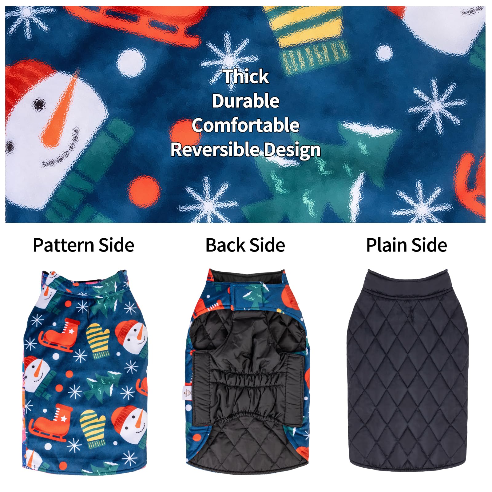 Cutebone Winter Dog Jacket Reversible Vest With Leash Hole - Windproof & Waterproof Small To Large Sizes Soft Winter Coat