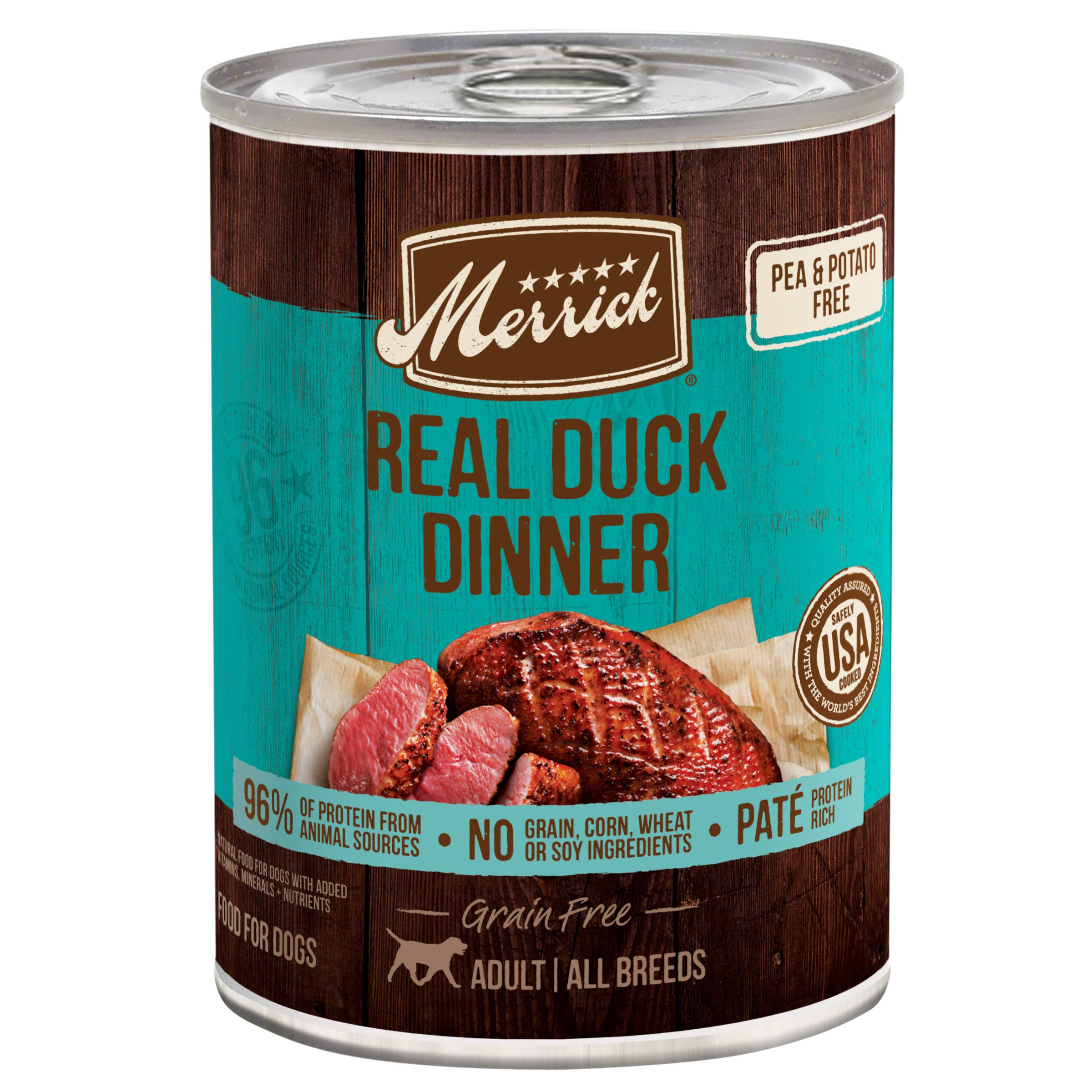 Merrick Grain Free Premium And Natural Canned Dog Food, Soft And Healthy Wet Recipe, Real Duck Dinner - (Pack of 12) 12.7 oz. Ca