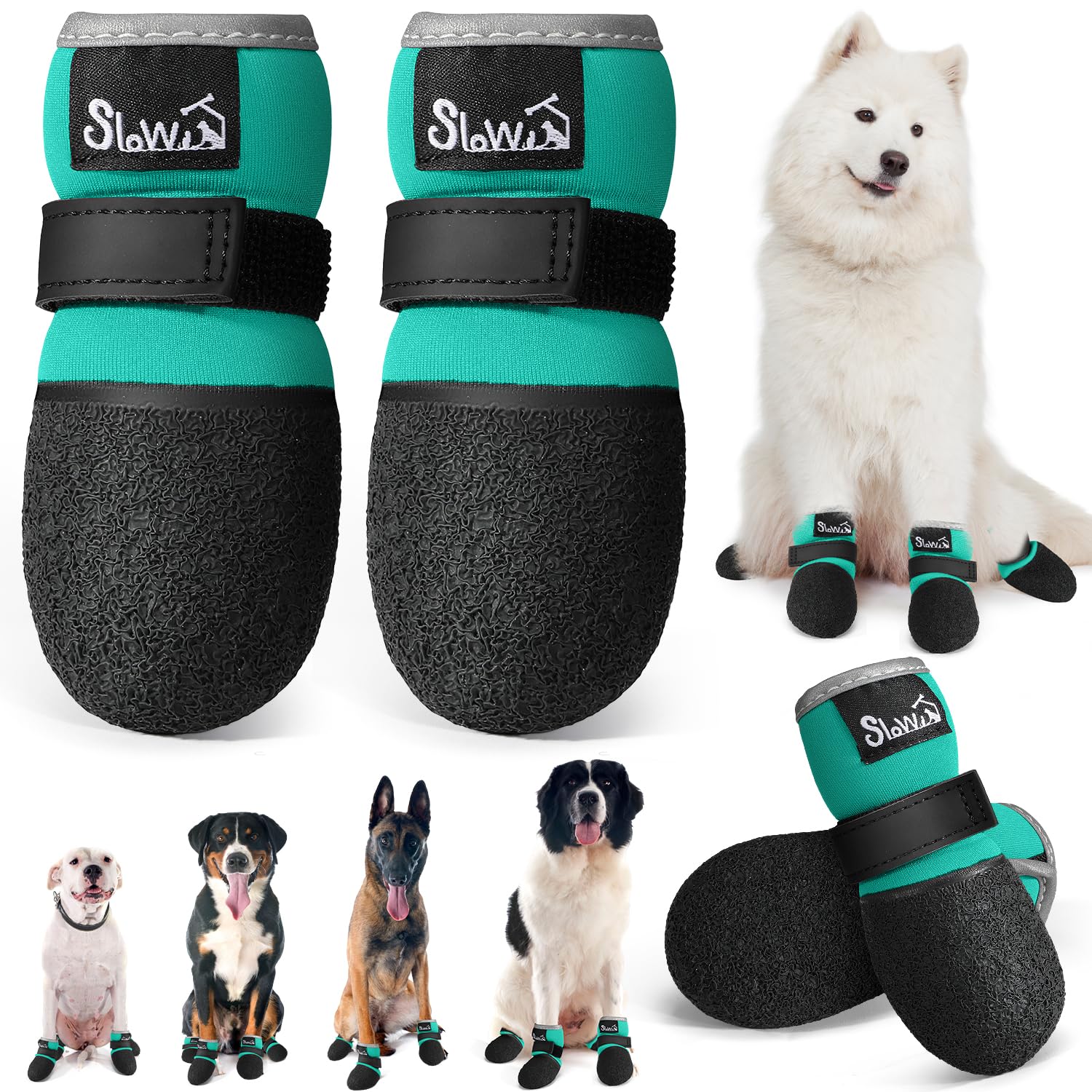 Slowton Dog Shoes - Breathable Dog Sock Boots For Summer Hot Pavement Hardwood Floors Winter Snow, Waterproof Booties For Small 