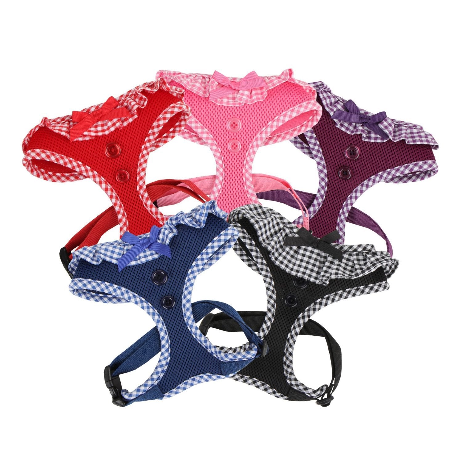 Puppia Vivien Dog Harness Over-The-Head All Season Cute No Pull No Choke Walking Training Adjustable For Small Dog, Black, Large