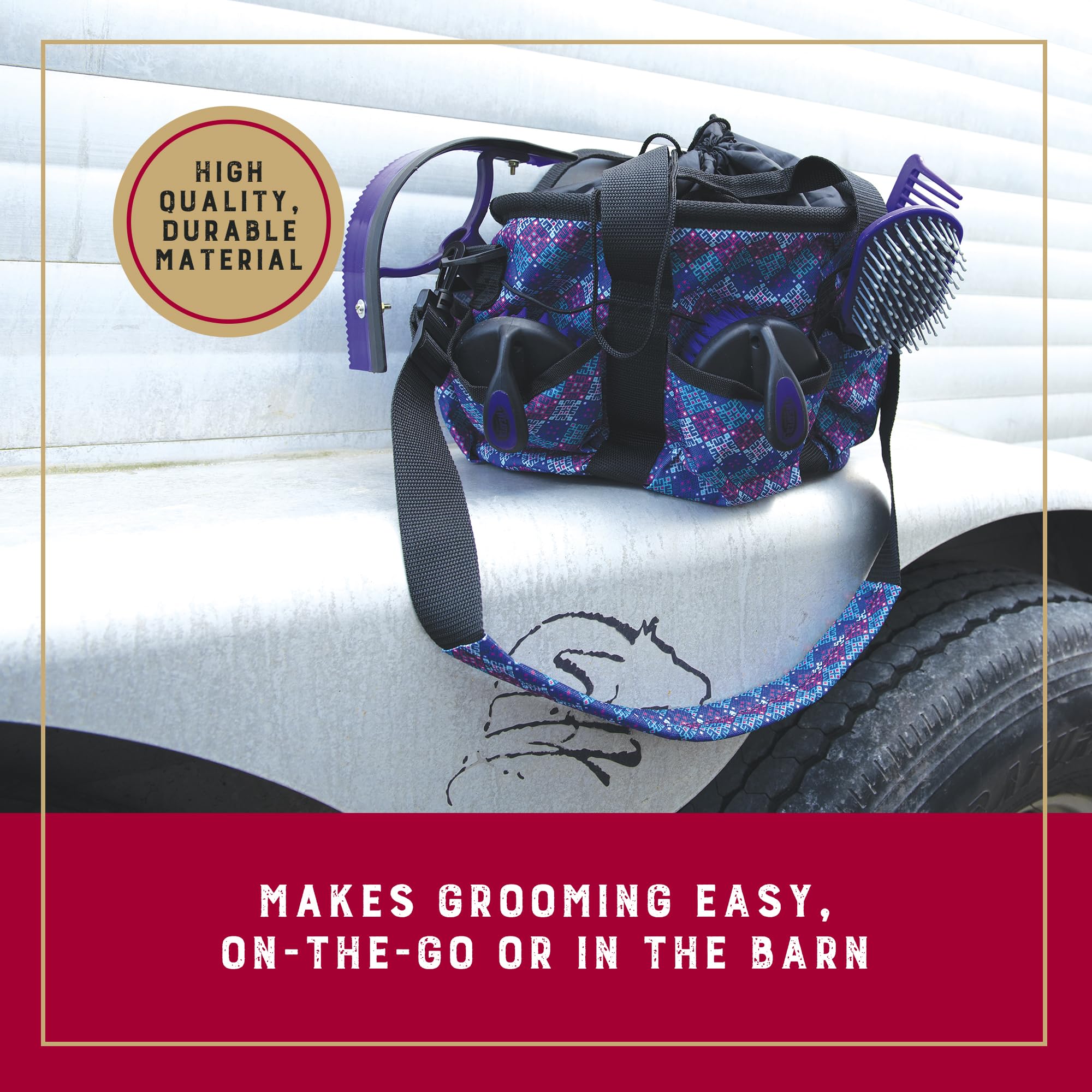 Weaver Leather Grooming Kit, Purple Geo , 7-Piece Assortment