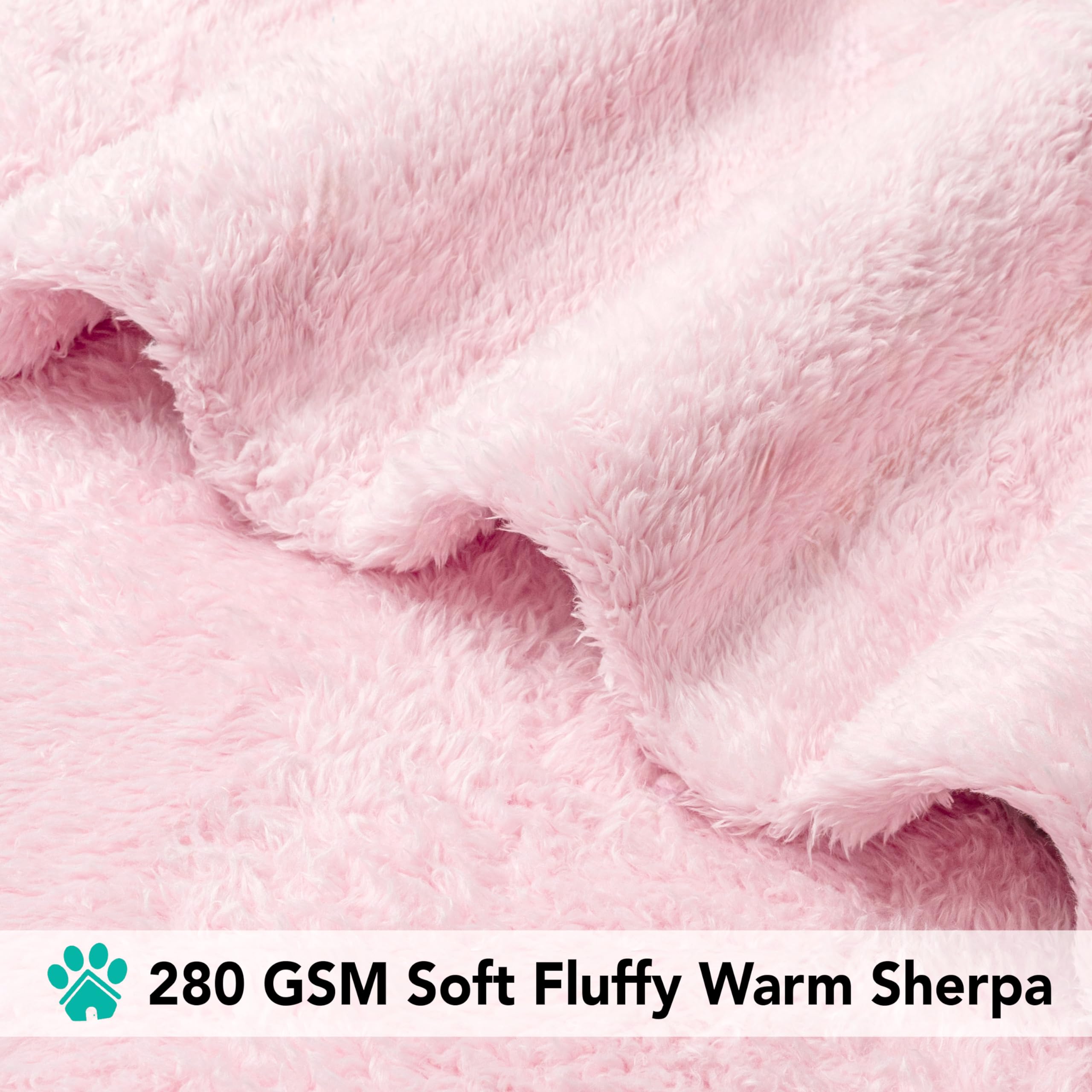 PetAmi Dog Blanket for Large Dogs Pink, Fluffy Soft Puppy Blanket, Sherpa Fleece Cat Blanket for Kitten, Calming Pet Blanket Thr