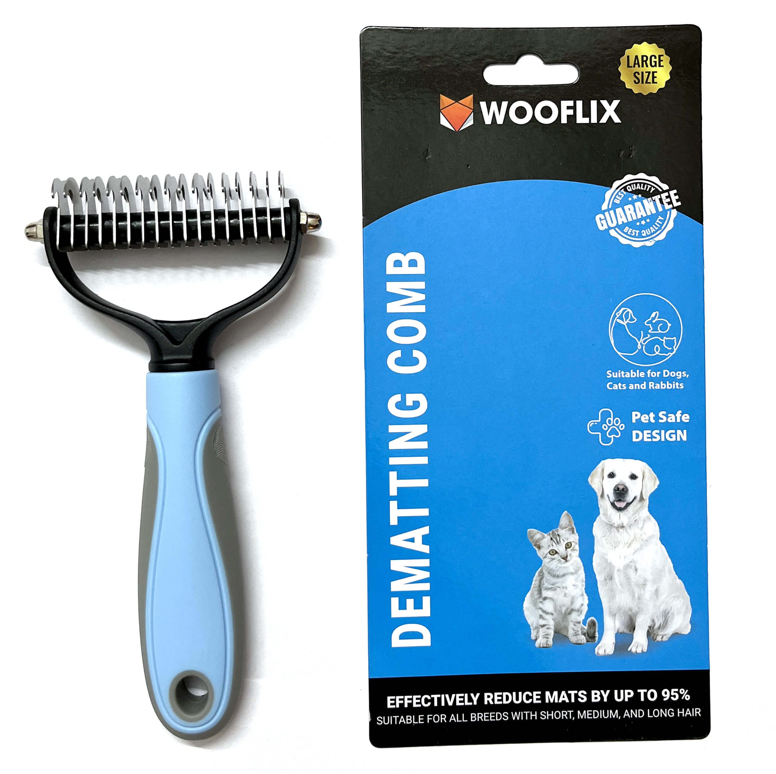 Wooflix Dematting Brush & Grooming Tool For Cats And Dogs, Removes Mats And Tangles  Dog Hair Brushes For All Breeds (Large) Ma
