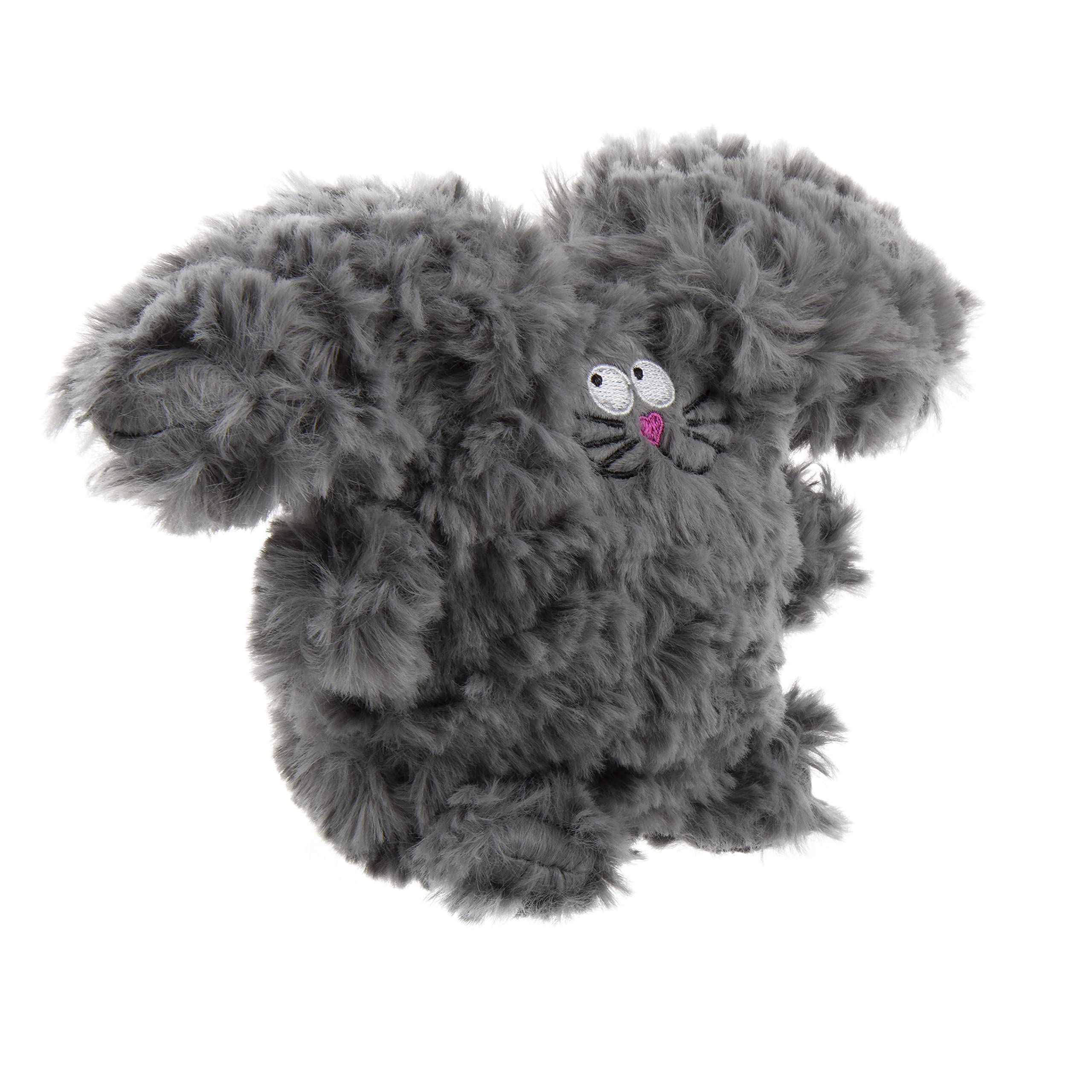 goDog PlayClean Rabbit Squeaky Plush Dog Toy with Odor-Eliminating Essential Oils, Chew Guard Technology - Gray, Small