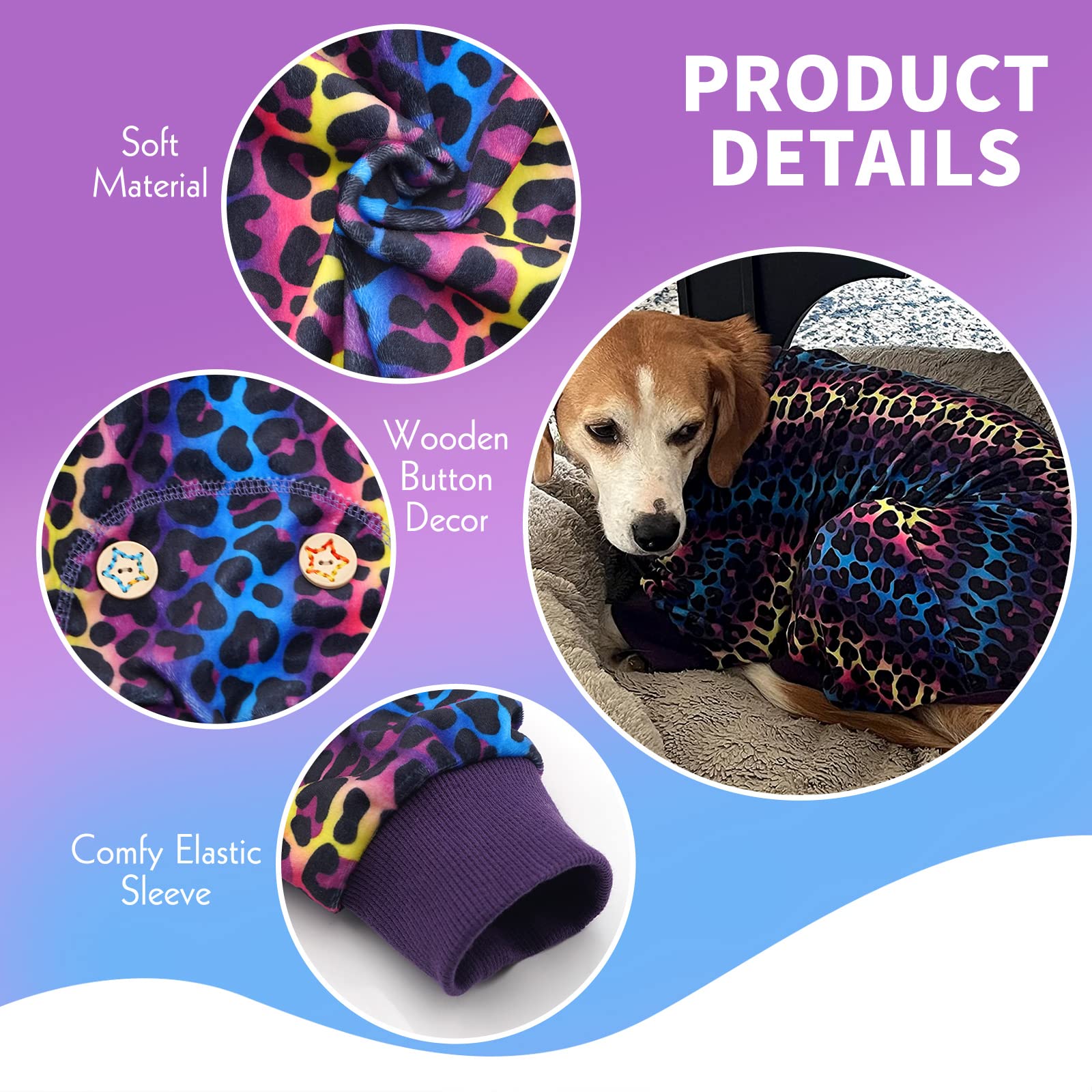 Kyeese Dog Pajamas Leopard Dog Costume Soft Dog Surgery Recovery Suit Dog Pajamas Large Sized Dog Large Dog Pajamas Dog Body Suits After Surgery Dog Onesie Dog Coat Cat Clothes Dog Clothes