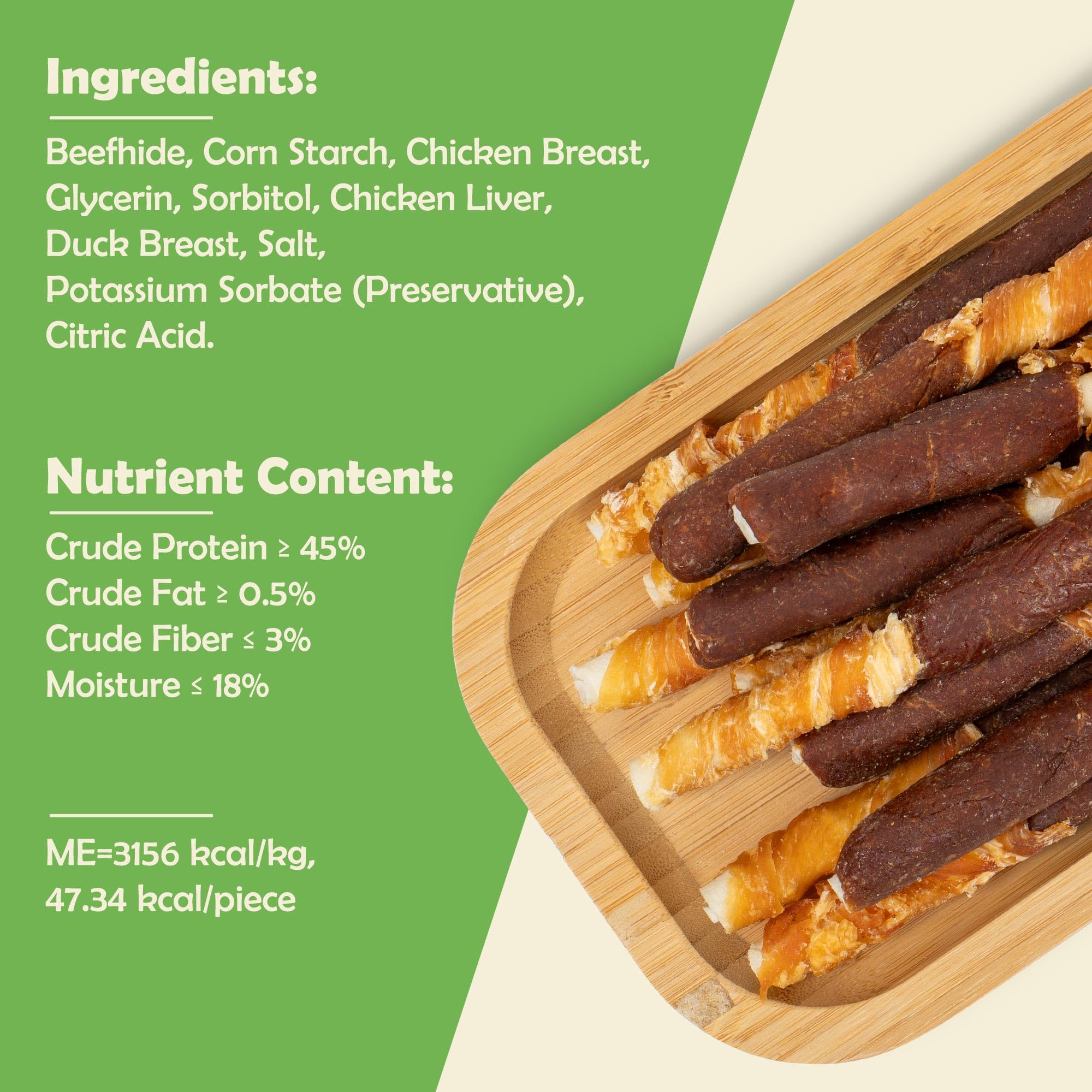 MON2SUN Dog Treats 5 Inch Double Flavor Chicken & Chicken Liver Wrapped Rawhide Sticks, Teeth Cleaning for Small Dogs, 10.6 oz (