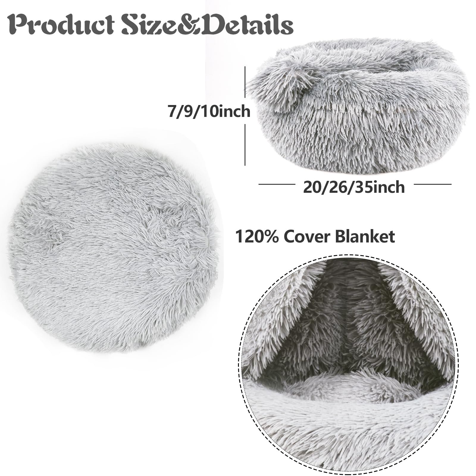 Shinhye Small Dog Bed Cat Bed Dog Bed With Blanket Plush Fluffy Hooded Dog Bed, Small Dog Beds With Cover Cozy For Indoor Cats,
