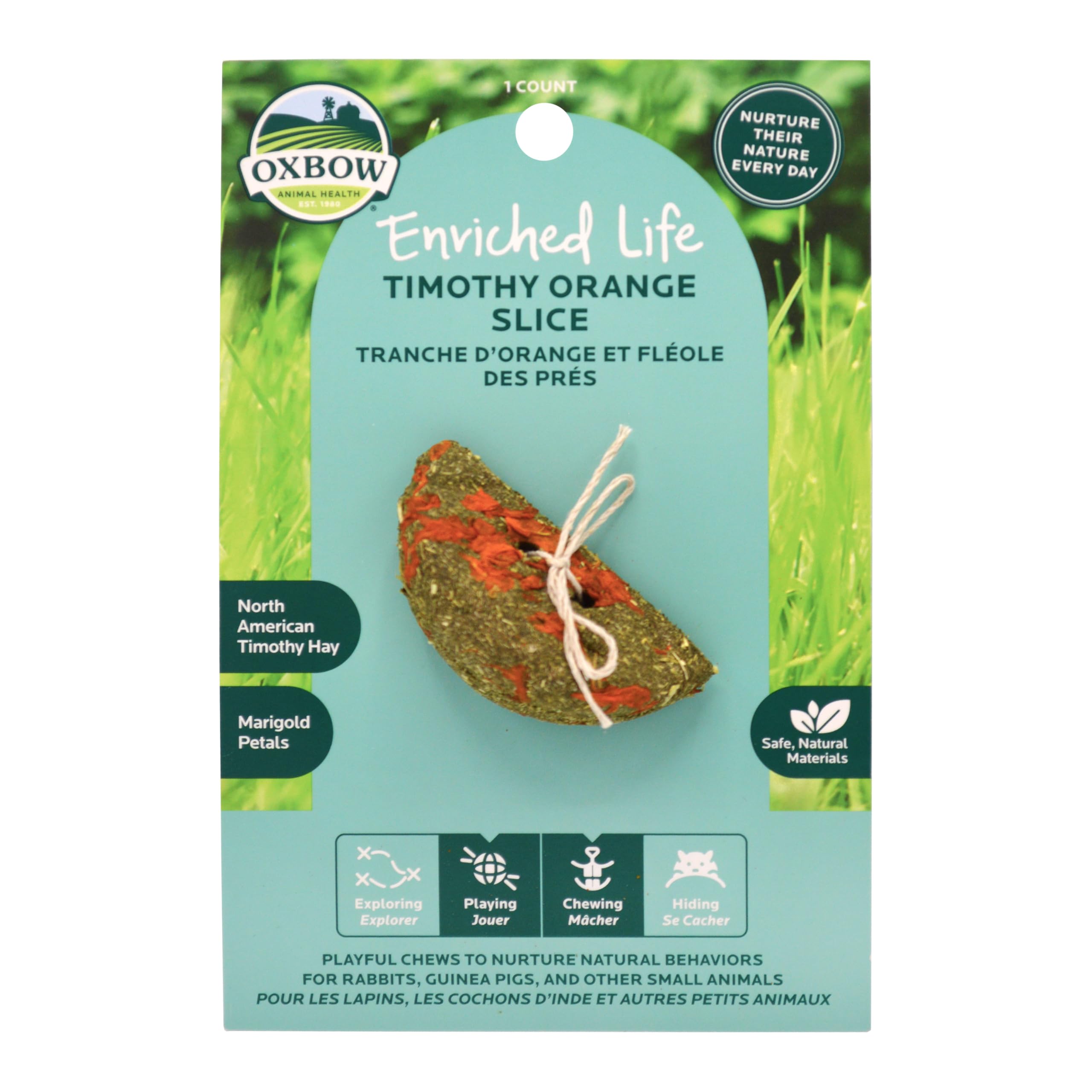 Oxbow Enriched Life Timothy Orange Slice, Playful Chew for Small Animals, Timothy Hay Toy, Chewing Toy for Guinea Pigs, Rabbits,
