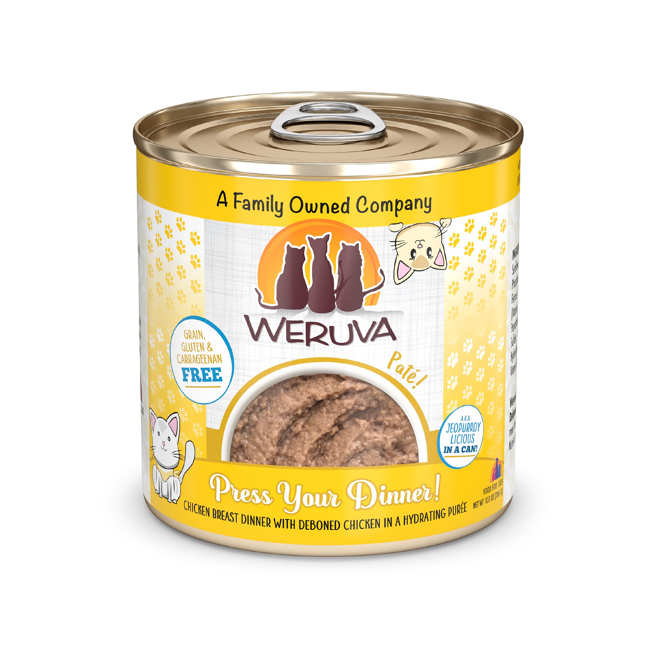 Weruva Wet Cat Food, Press Your Dinner with Chicken Pate, 10oz Can, Pack of 12