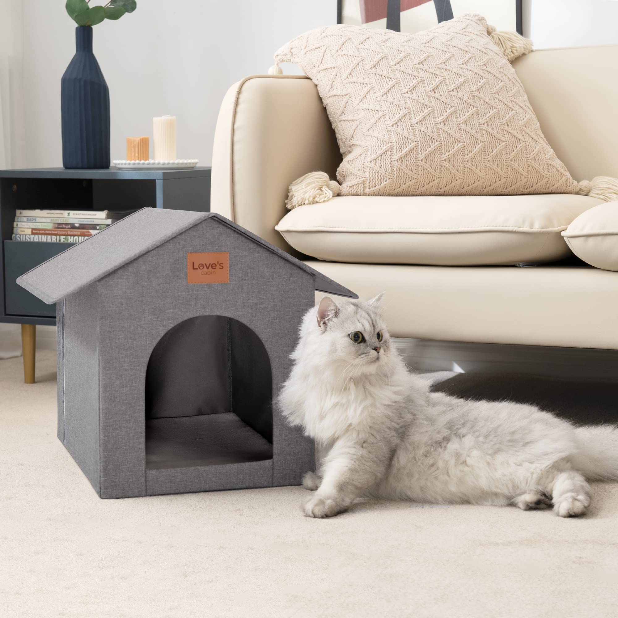 Love'S Cabin Outdoor Cat House Weatherproof, Insulated Feral Cat House Outdoor For Winter, Waterproof Outside Cat House For Outd