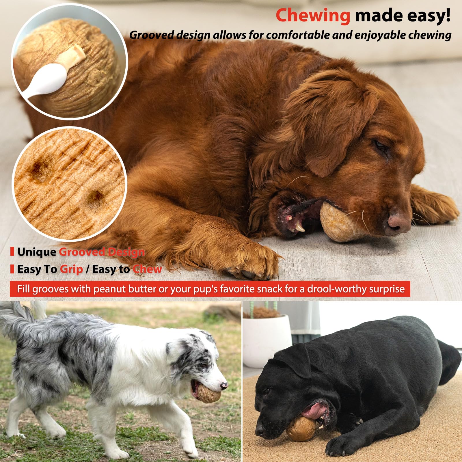 Willjoy 2-Pack Dog Chew Toys For Aggressive Chewers, Tough Dog Toys For Aggressive Chewers, Pine Wood And Nylon Dog Toys For Lar