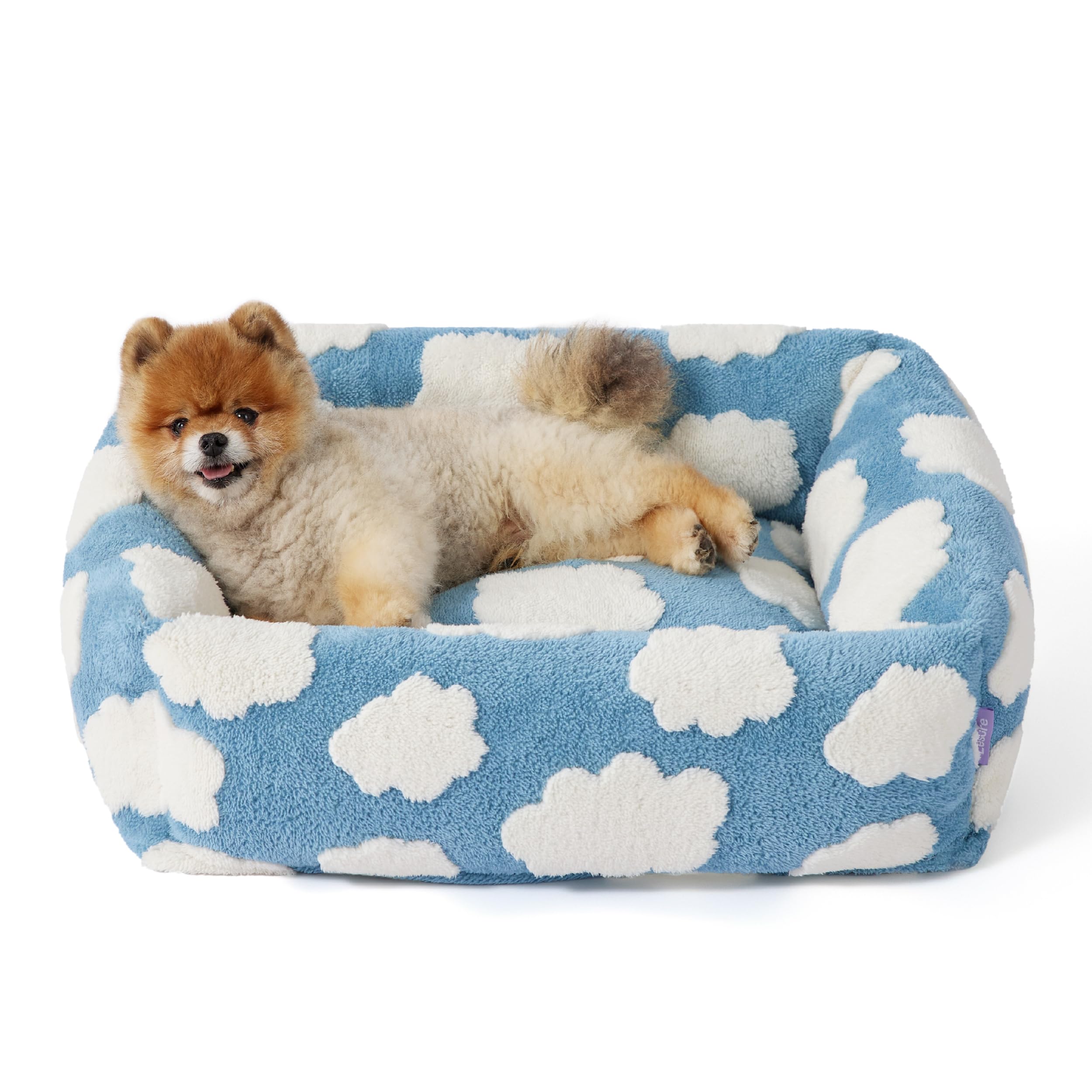 Lesure Cute Dog Bed For Small Dogs - Washable Puppy Beds,Cozy Rectangle Orthopedic Pet Sofa With Jacquard Shaggy Plush & Anti Sl