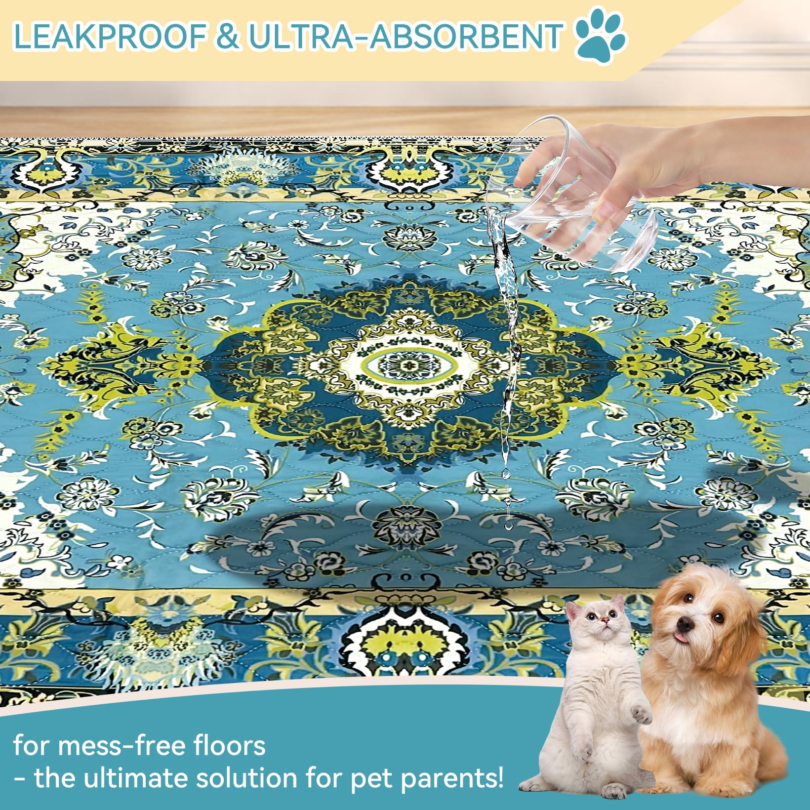 Washable Pee Pads For Dogs, 18' X 24' Reusable Puppy Pads 2 Pack Waterproof Non-Slip With Fast Absorbent, For Training Travel