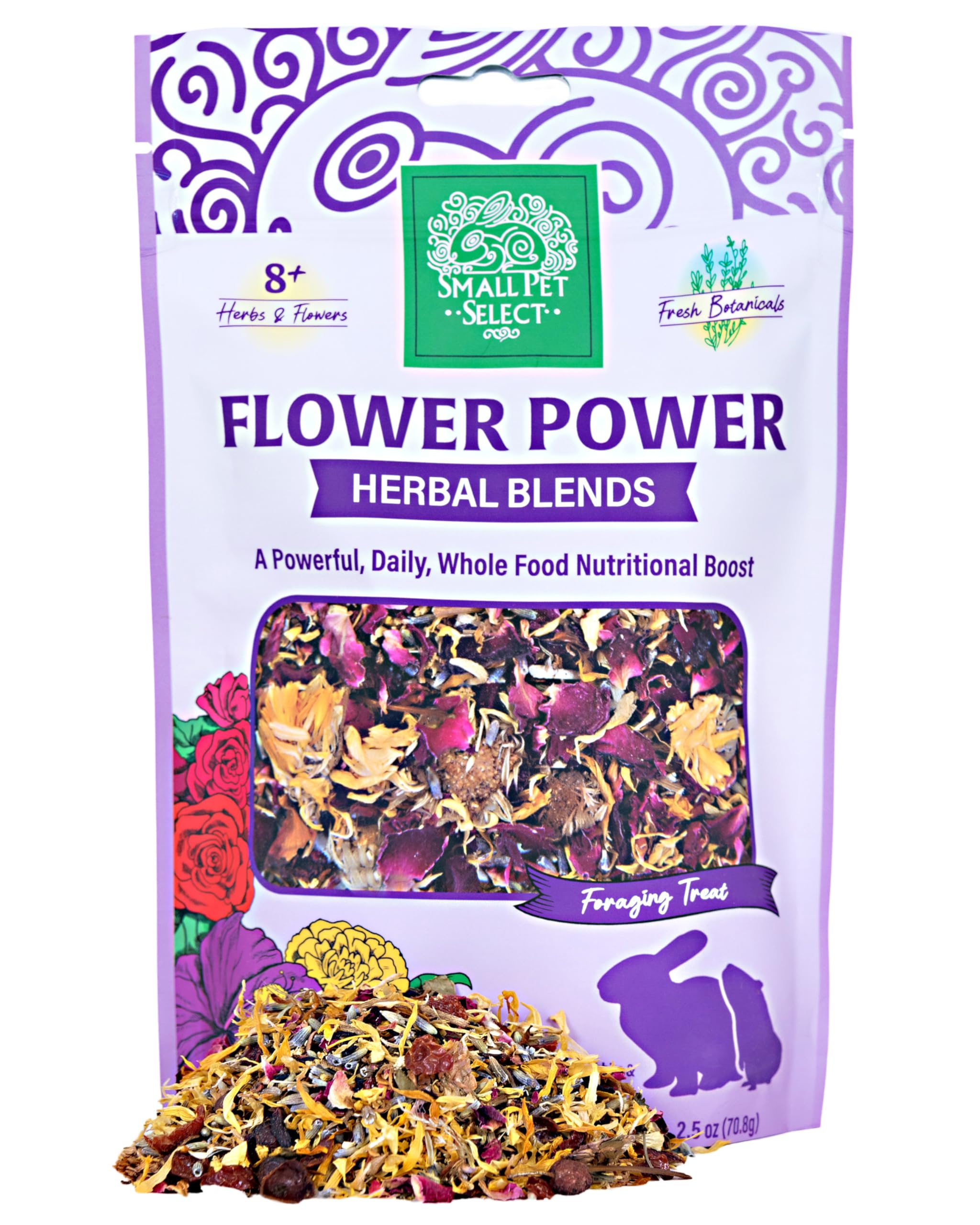 Small Pet Select - Flower Power Herbal Blend, a Natural Herbal Treat for Rabbits and Guinea Pigs, 2.5oz