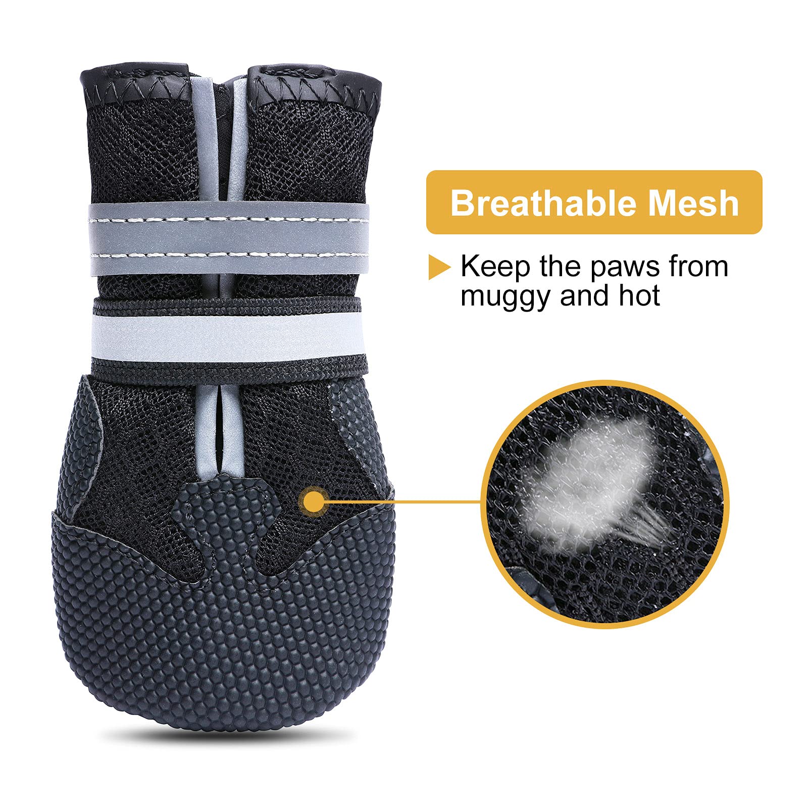 Dimicoo Breathable Dog Boots for Medium Large Dogs,Non-Slip Dog Shoes for Winter Snow and Summer Hot Pavement,Lightweight Paw Pr