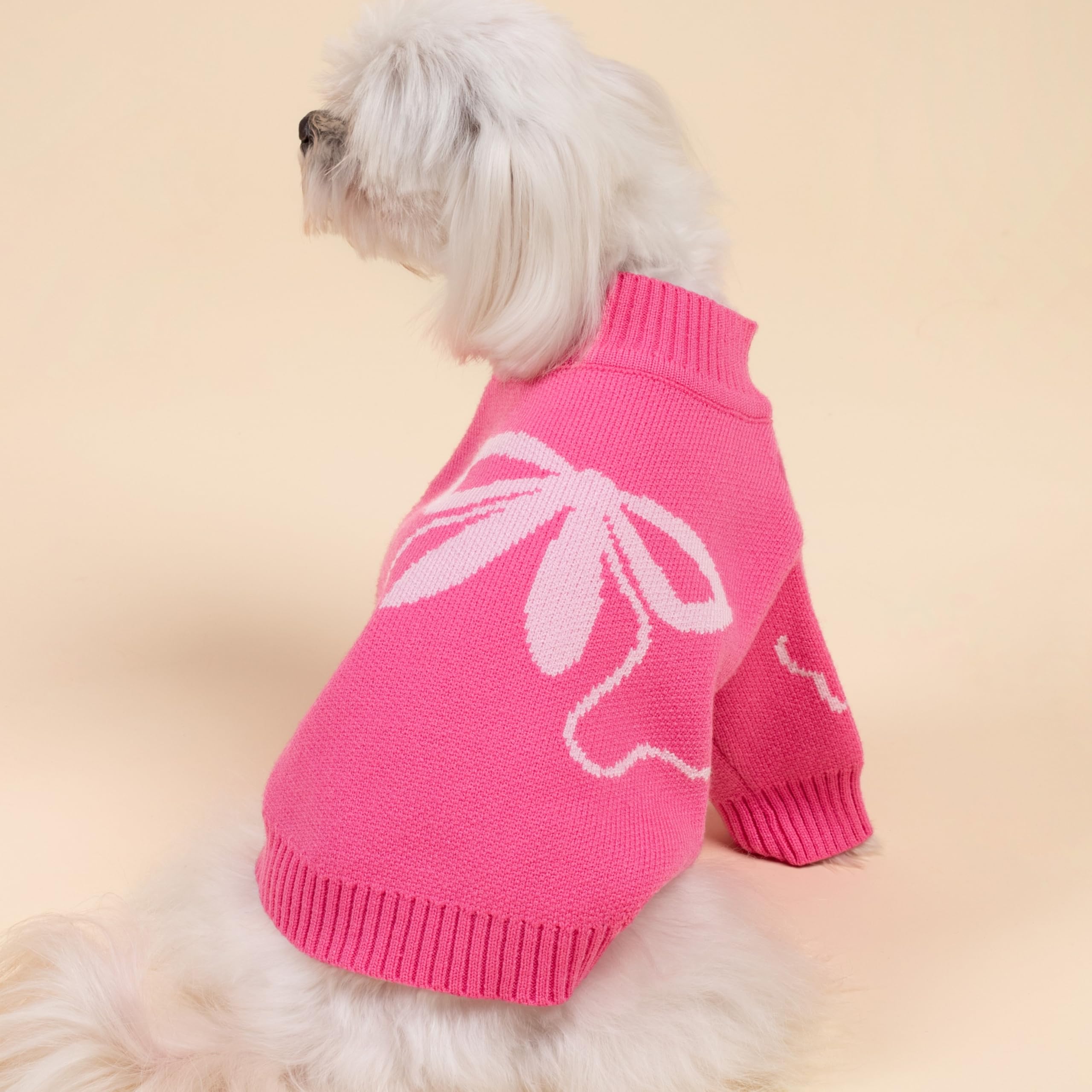 Fitwarm Bowknot Valentines Dog Sweater, Thermal Dog Winter Clothes For Small Dogs Girl, Charming Dog Valentines Outfit, Doggy Pu