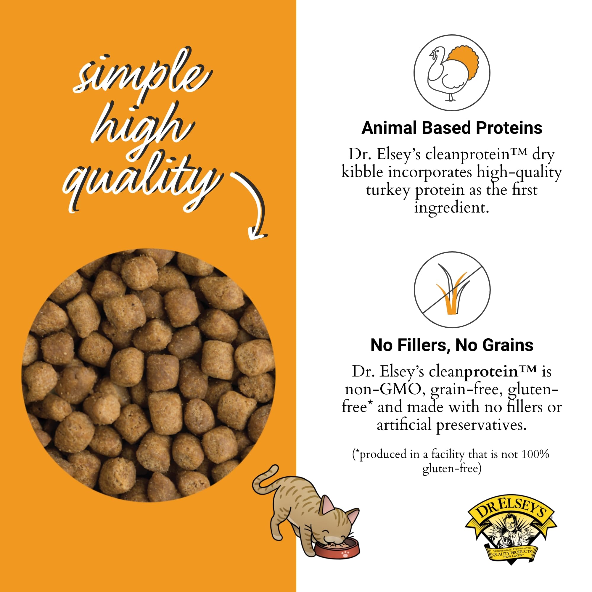 Dr. Elseys Clean Protein Turkey Dry Cat Food - Cat Kibble Dry Food for All Cats -Protein-Rich Healthy Cat Food w/Natural Ingred