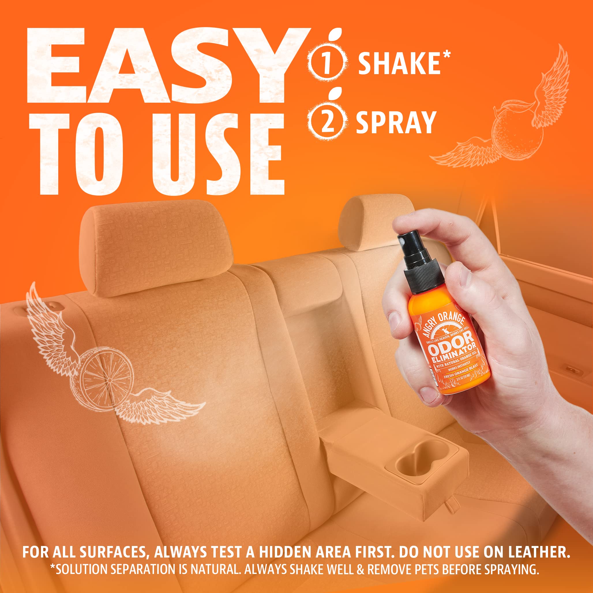Angry Orange Pet Odor Eliminator Travel And Trial Size For Dog Urine - Citrus - 2 Oz - Portable 2 Pack