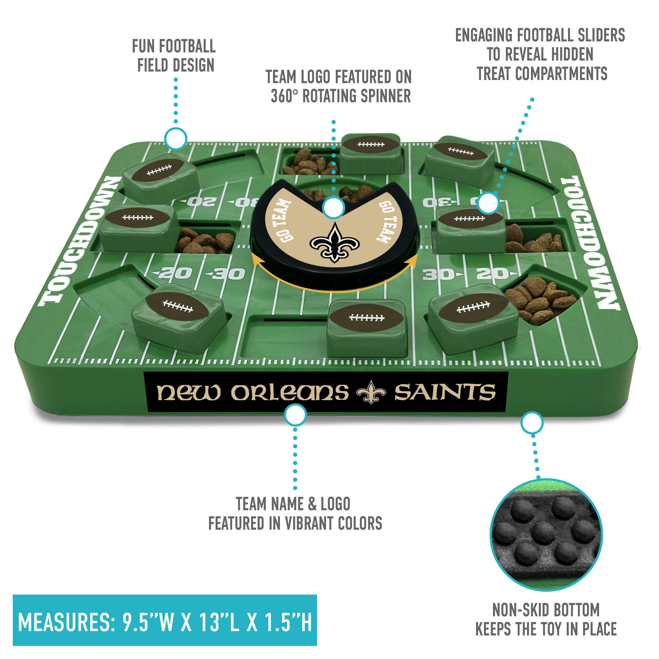 Pets First Nfl New Orleans Saints Large Puzzle Toy - Interactive Dog Slow Feeding Treat Toy, Large Size
